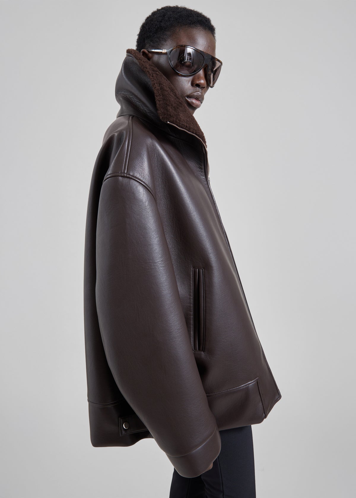 Aspen Shearling Collar Jacket - Brown