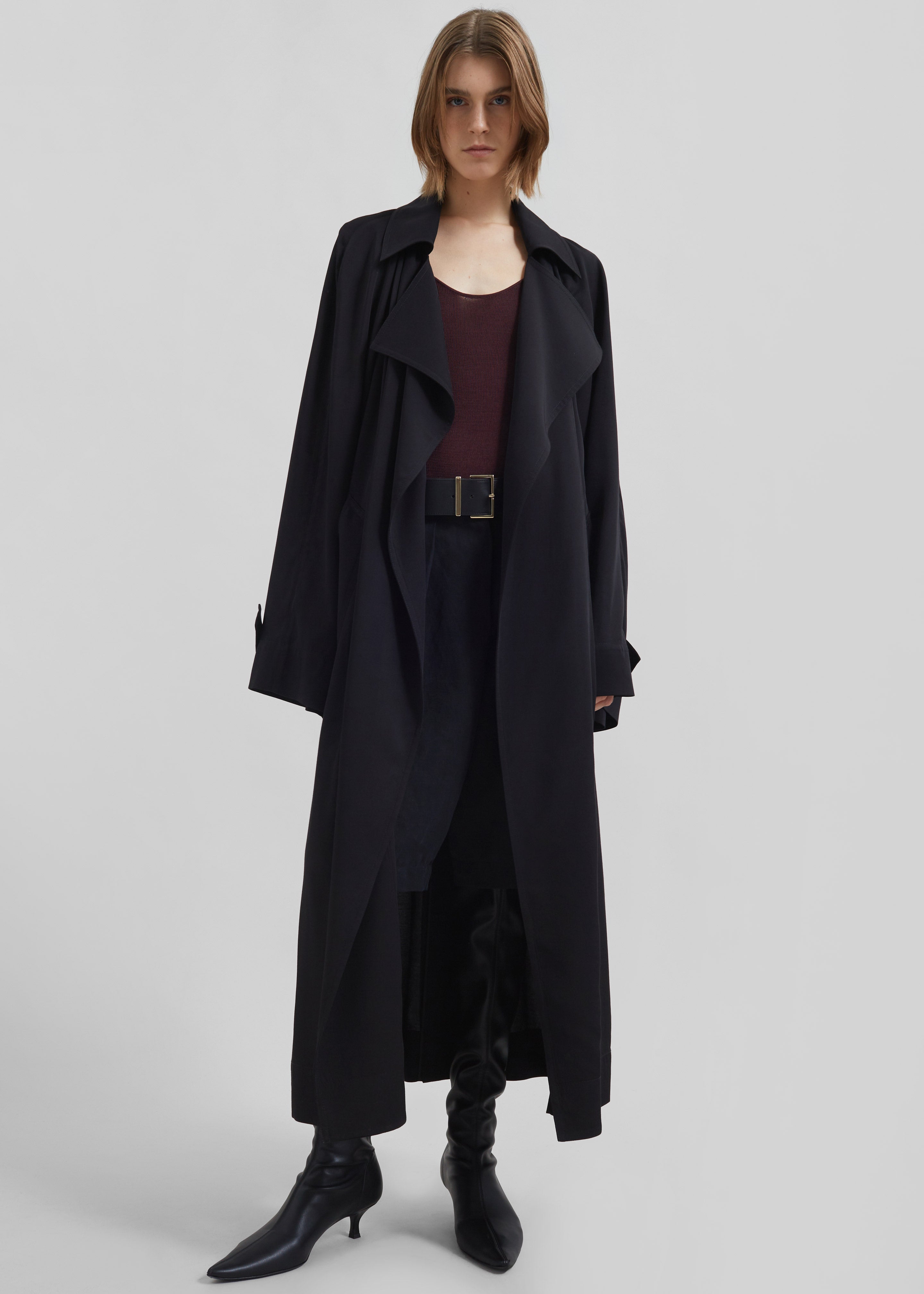 Astoria Cut-Out Raglan Sleeve Trench Coat - Black - 6