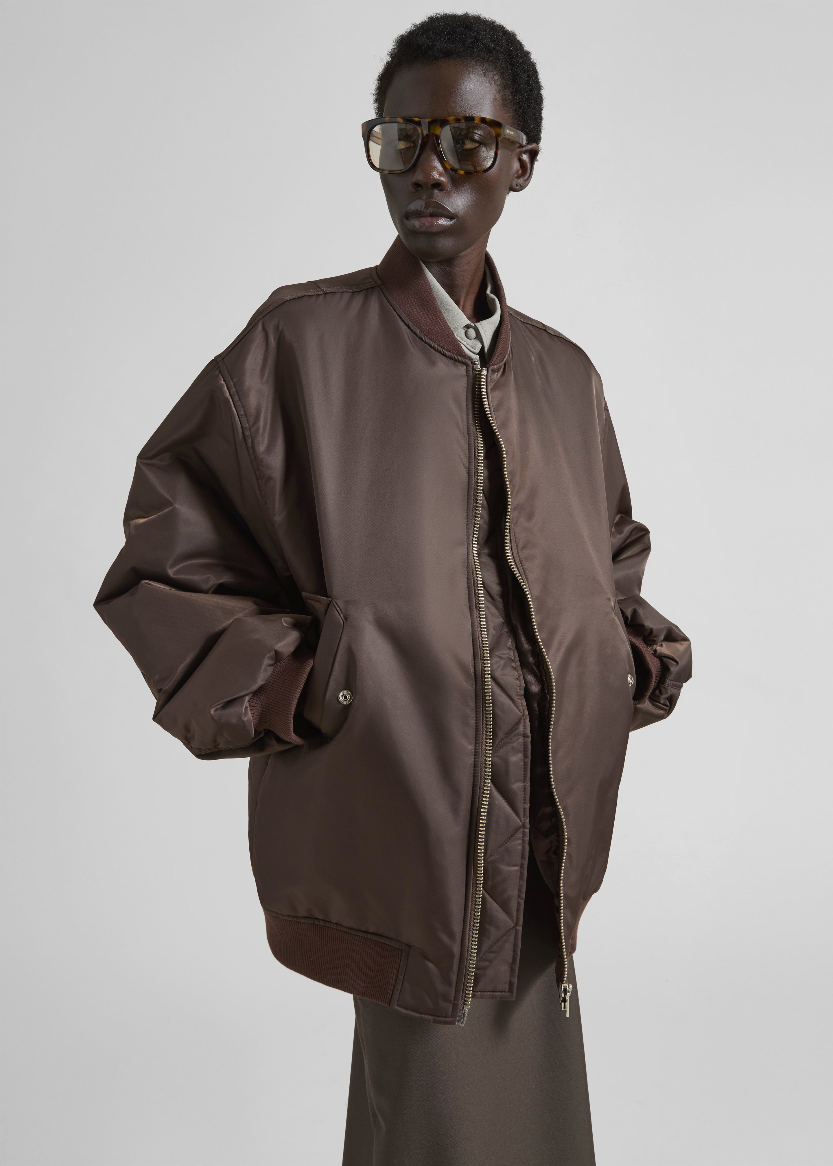 Lumi Bomber Jacket - Dark Olive – The Frankie Shop