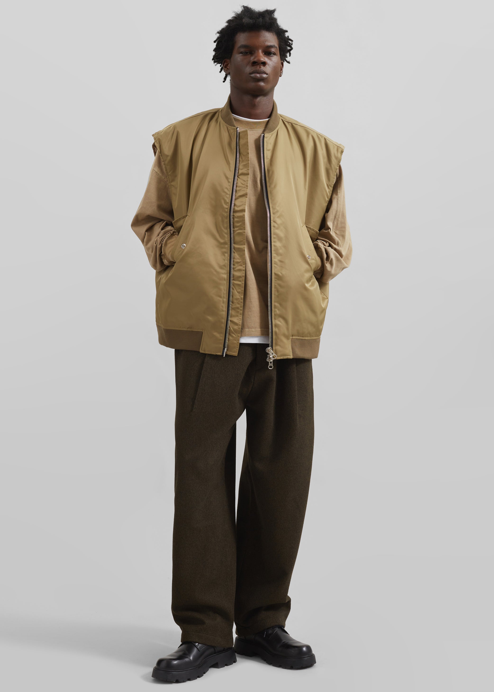 Shop the look image for Astra Sleeveless Jacket - Olive