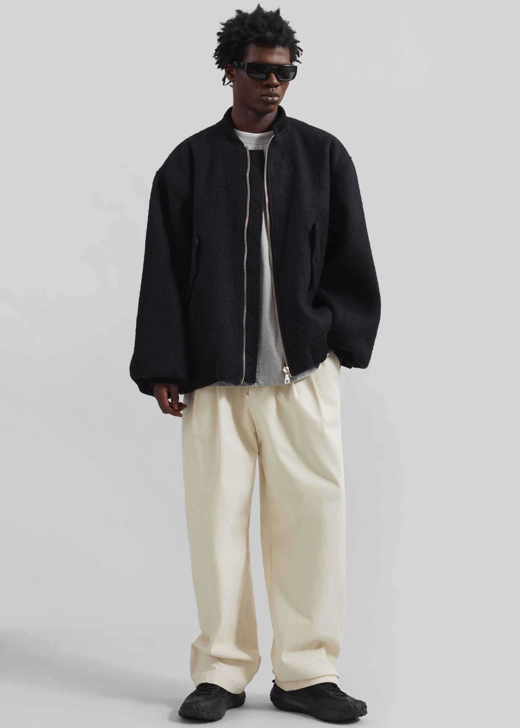 Shop the look image for Astra Wool Bomber Jacket - Black