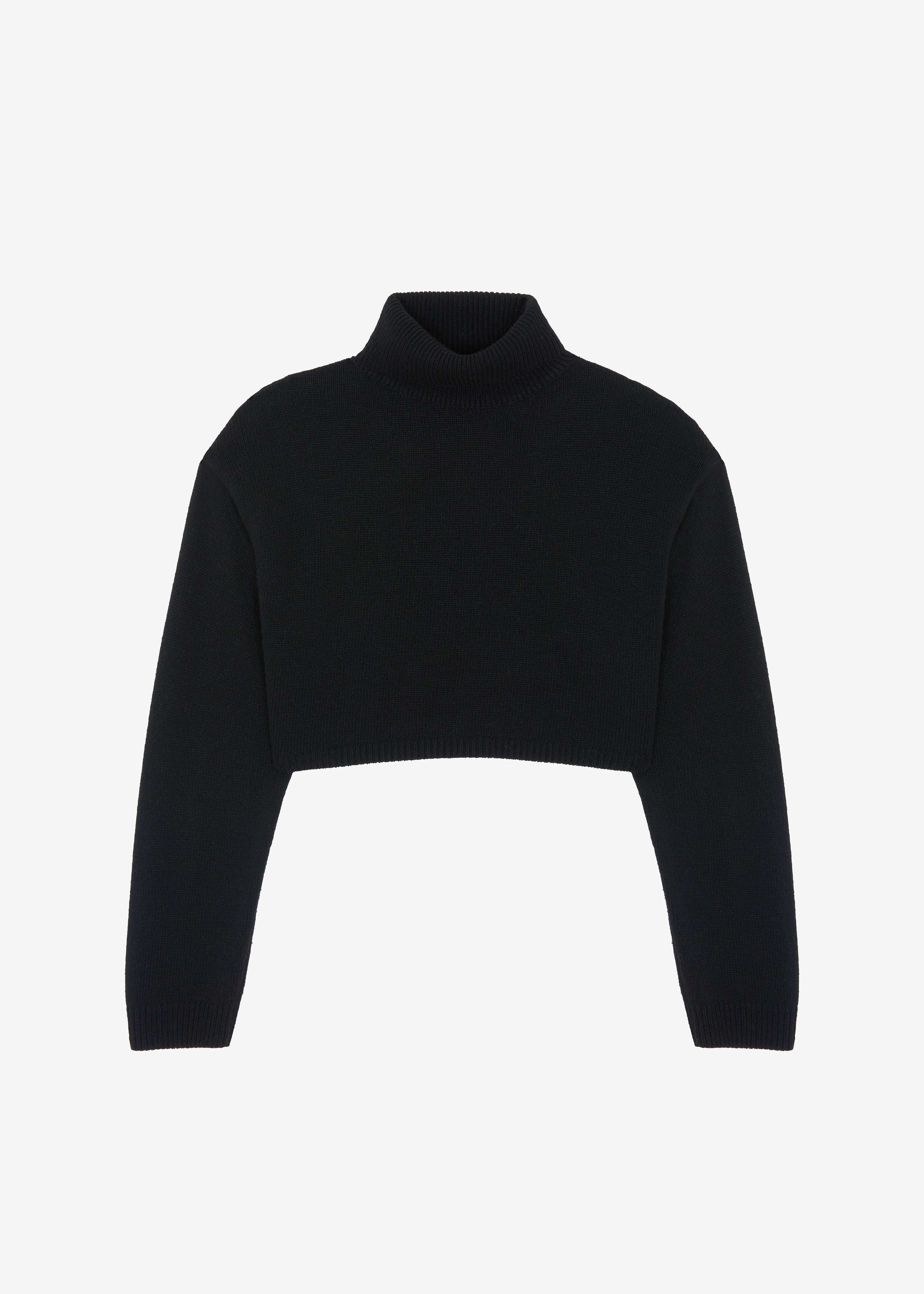 Athina Cropped Turtleneck Sweater - Black - 6