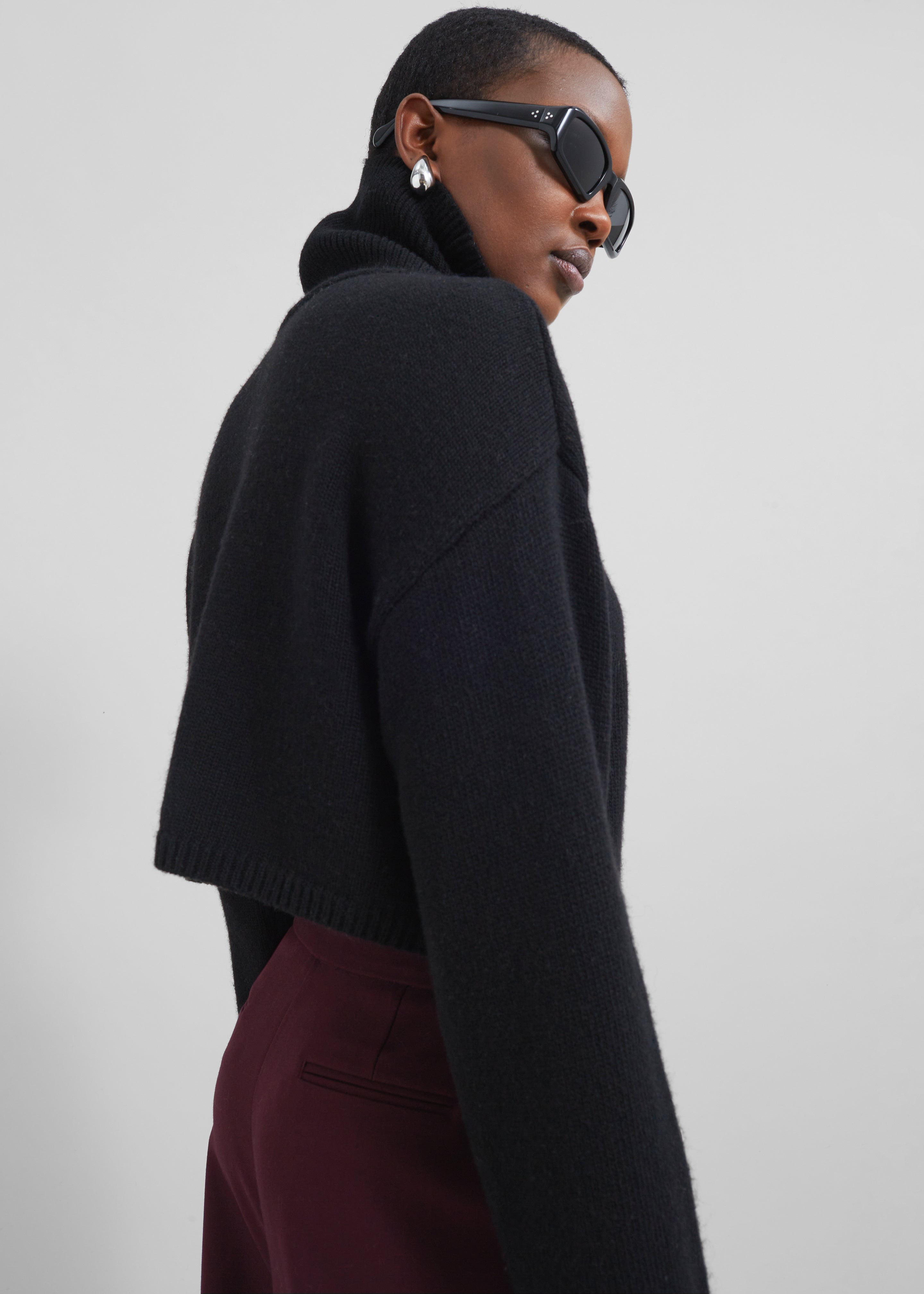 Athina Cropped Turtleneck Sweater Black The Frankie Shop