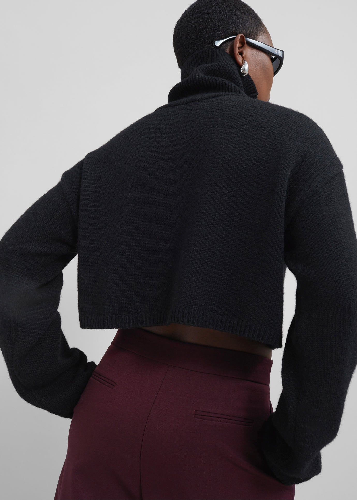 Athina Cropped Turtleneck Sweater - Black - 1