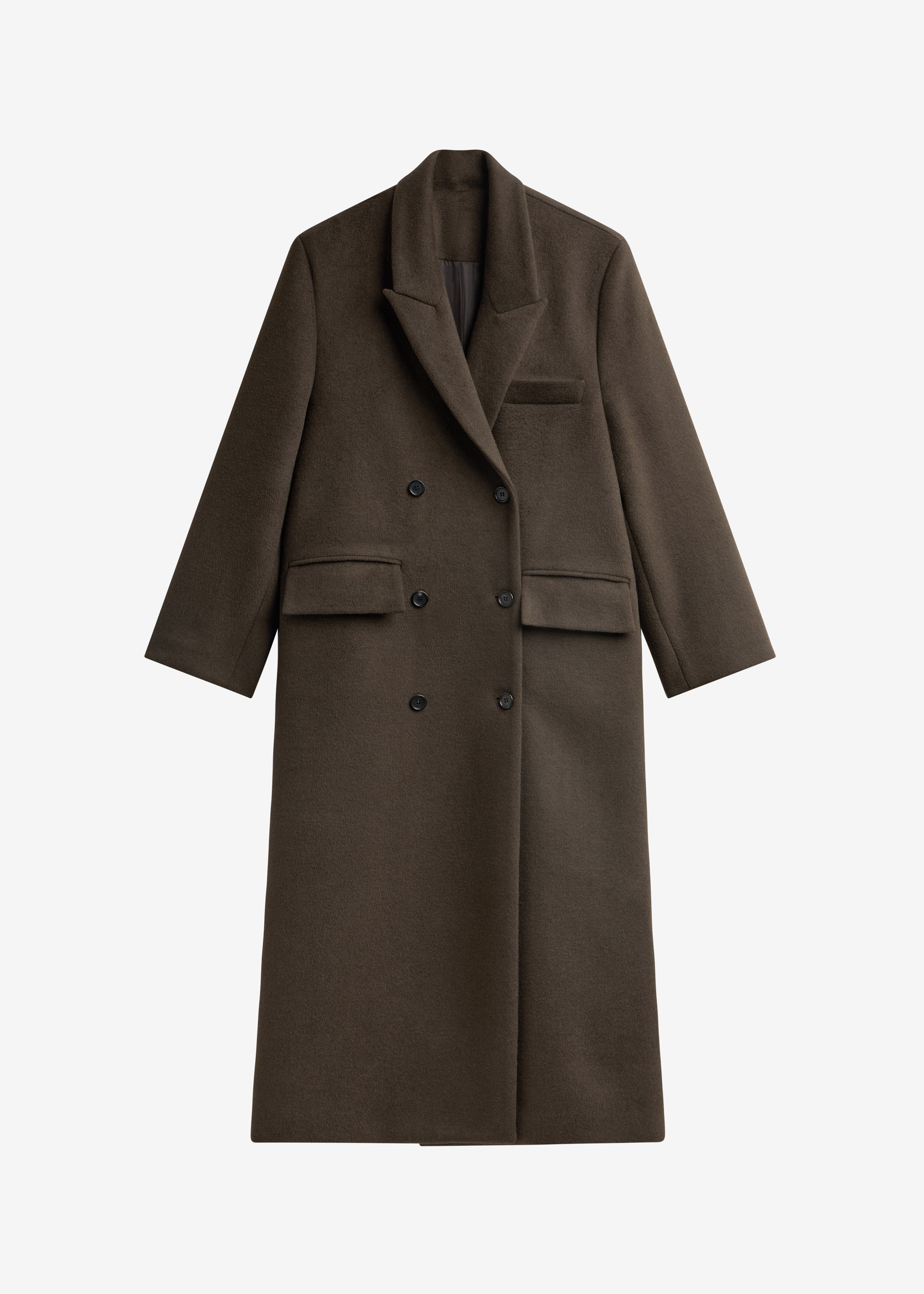 Atlin Wool Double-Breasted Coat - Brown - 8