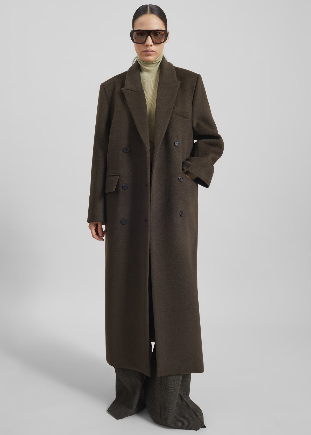 Atlin Wool Double-Breasted Coat - Brown - 5
