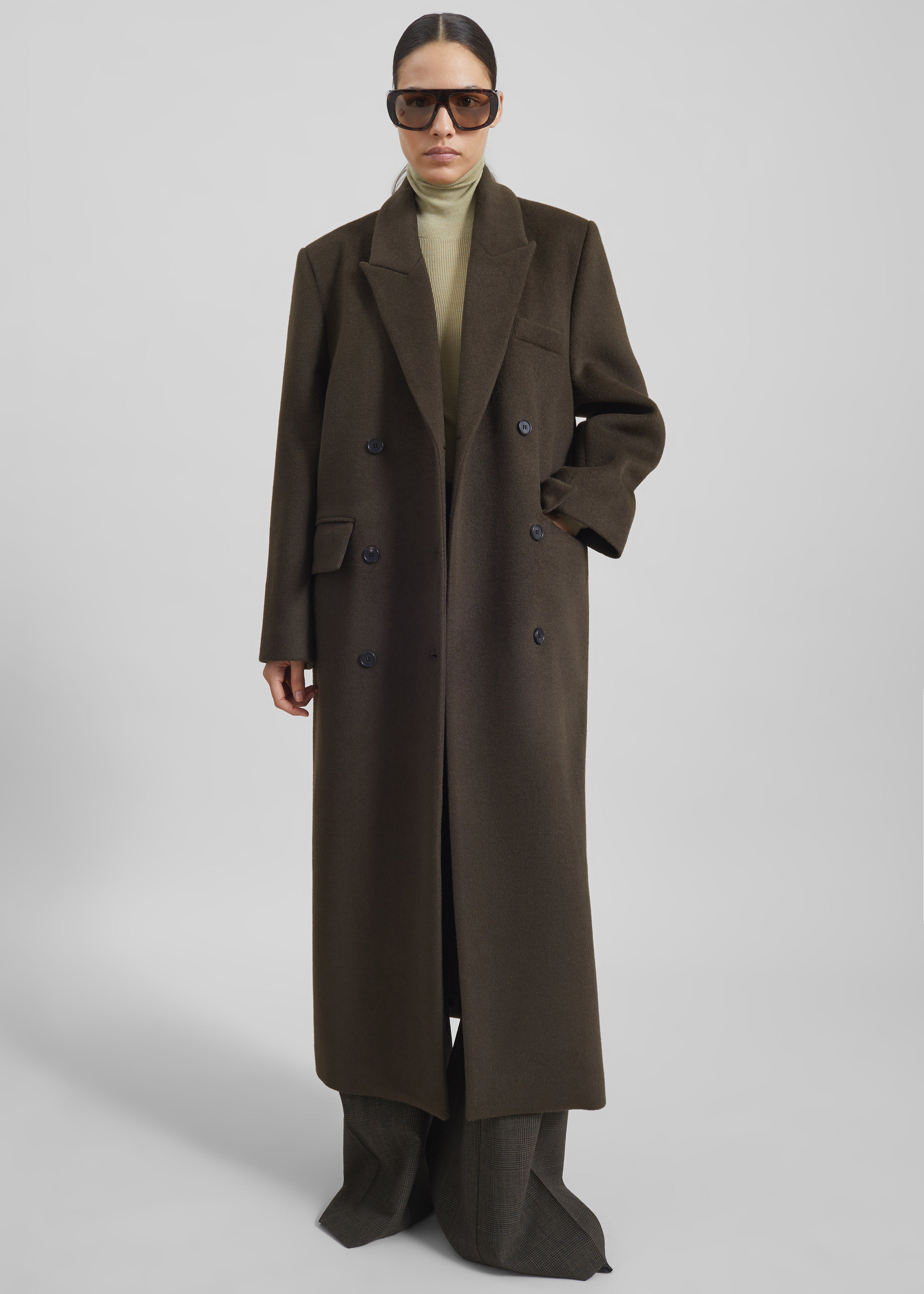Atlin Wool Double-Breasted Coat - Brown - 5