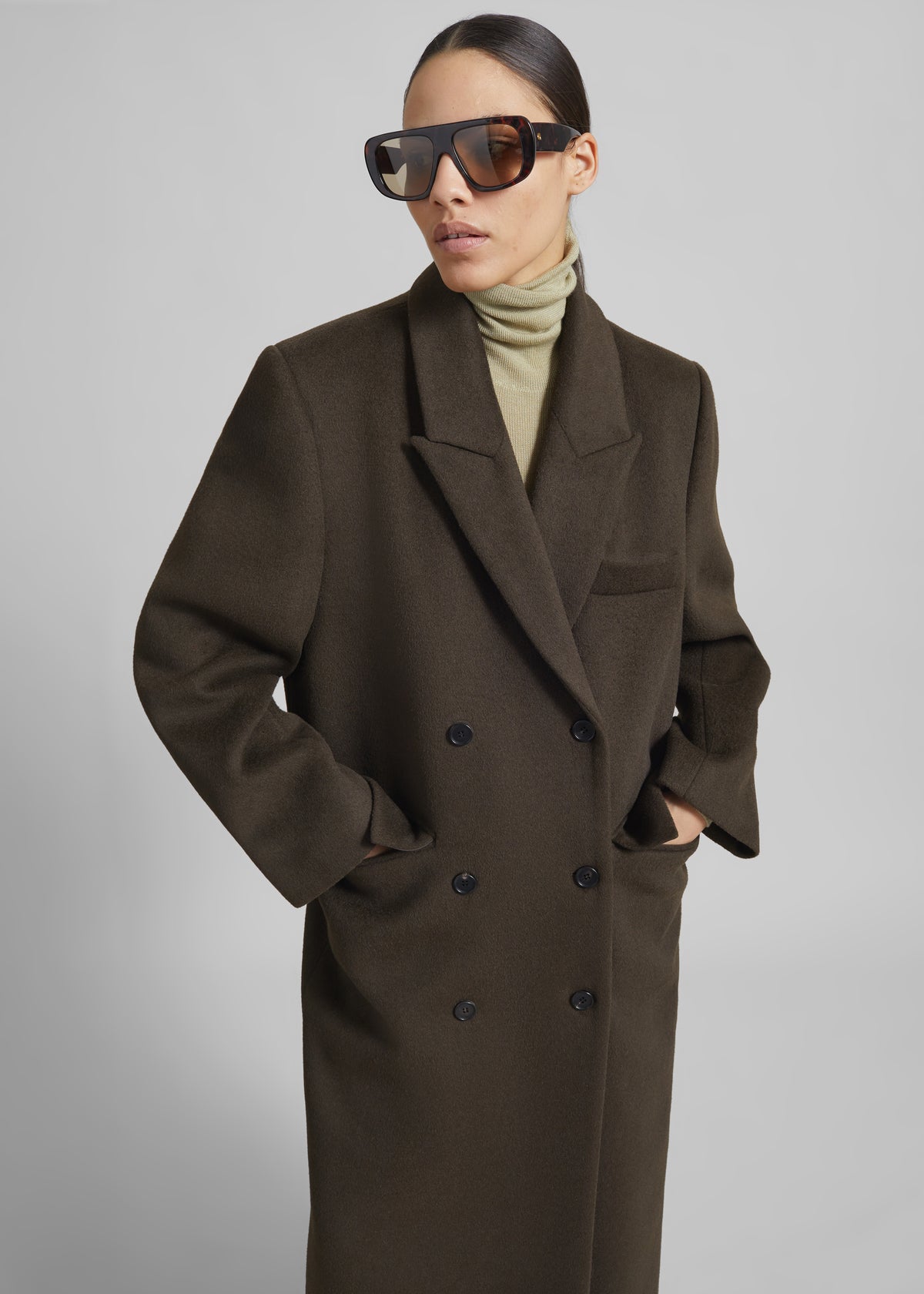 Atlin Wool Double-Breasted Coat - Brown - 2