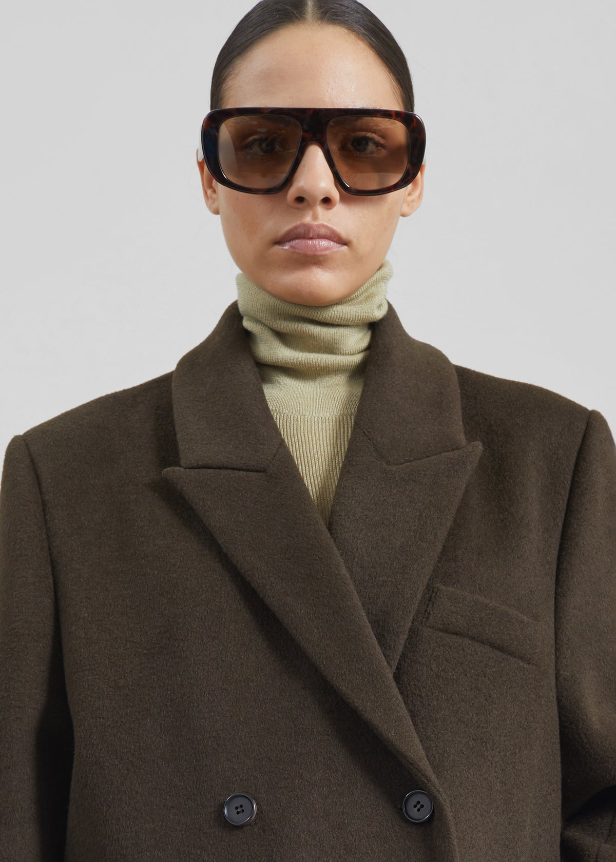 Atlin Wool Double-Breasted Coat - Brown - 4