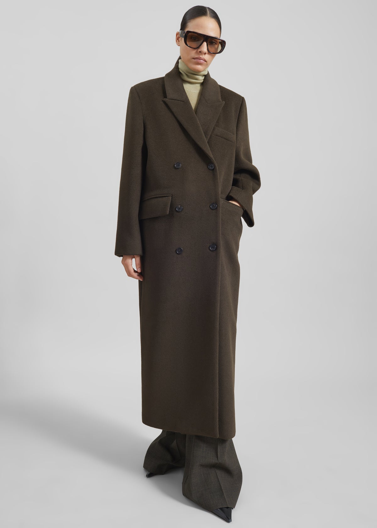Atlin Wool Double-Breasted Coat - Brown - 3