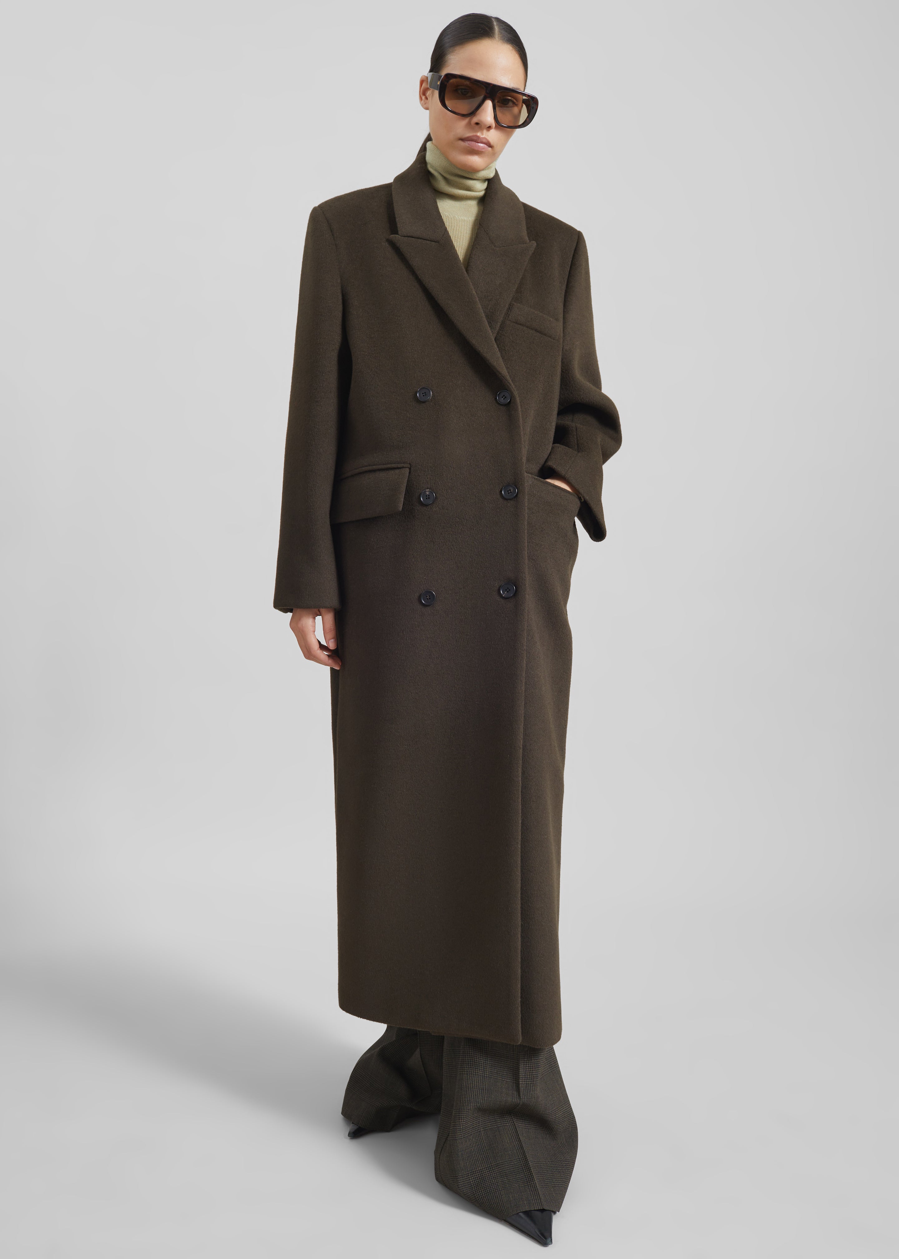 Atlin Wool Double-Breasted Coat - Brown - 3