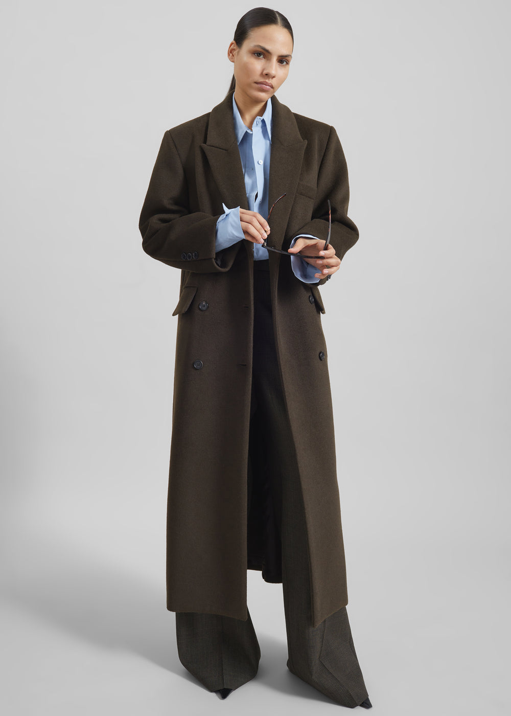 Atlin Wool Double-Breasted Coat - Brown
