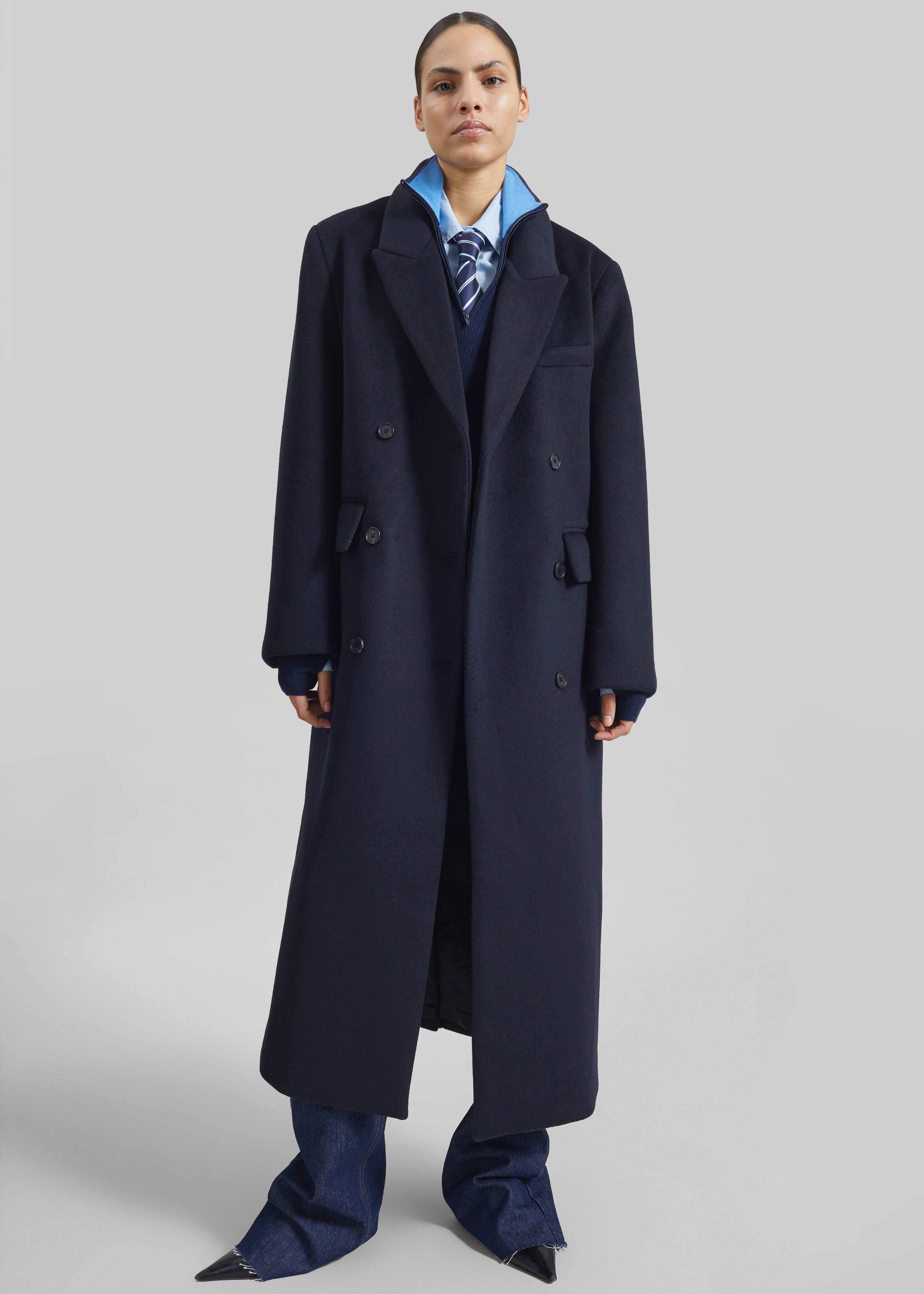 Atlin Wool Double-Breasted Coat - Dark Navy – The Frankie Shop