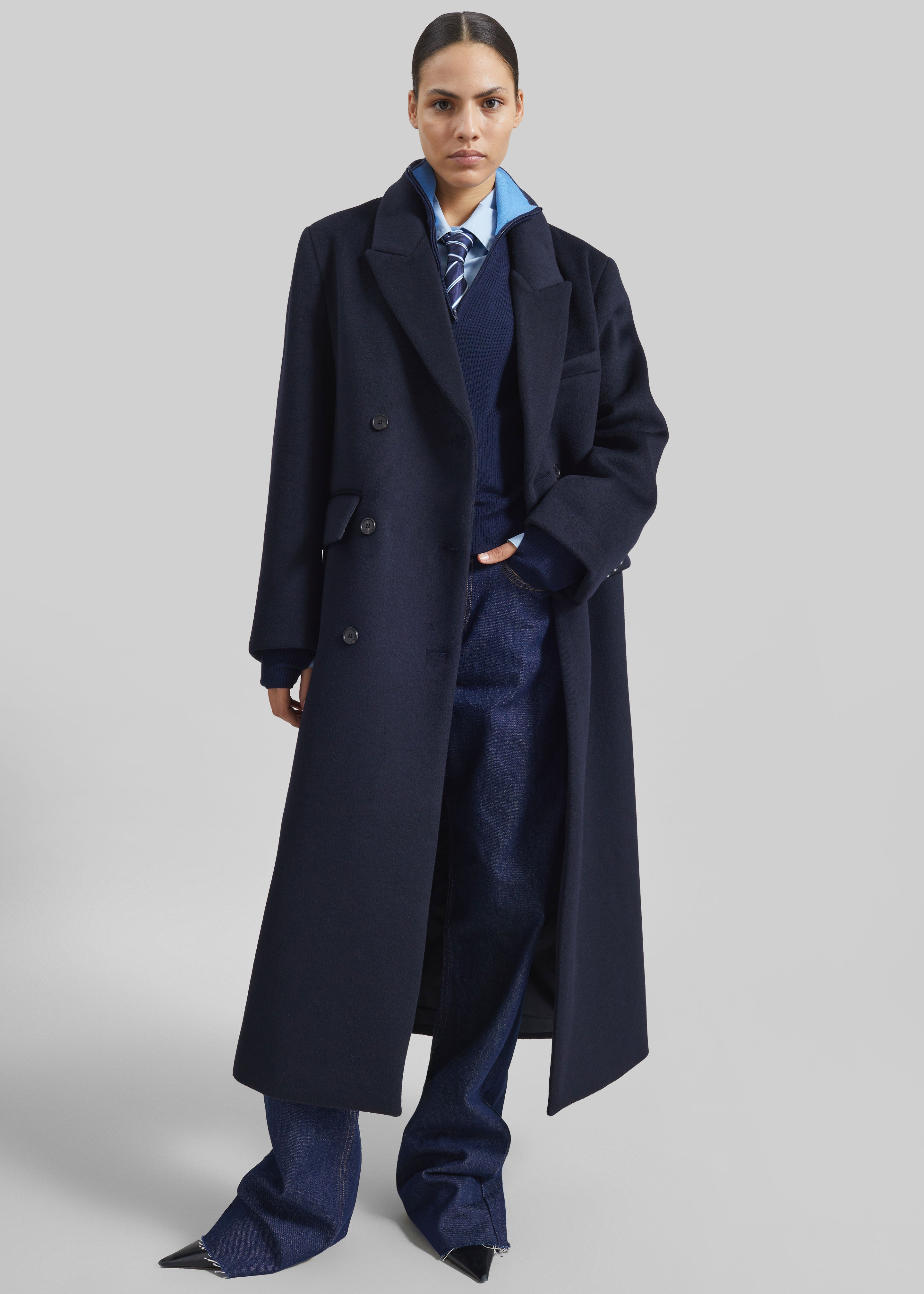 mare Traditional Aline Coat ネイビー Atlin Wool Double-Breasted Coat - Dark Navy – The Frankie Shop