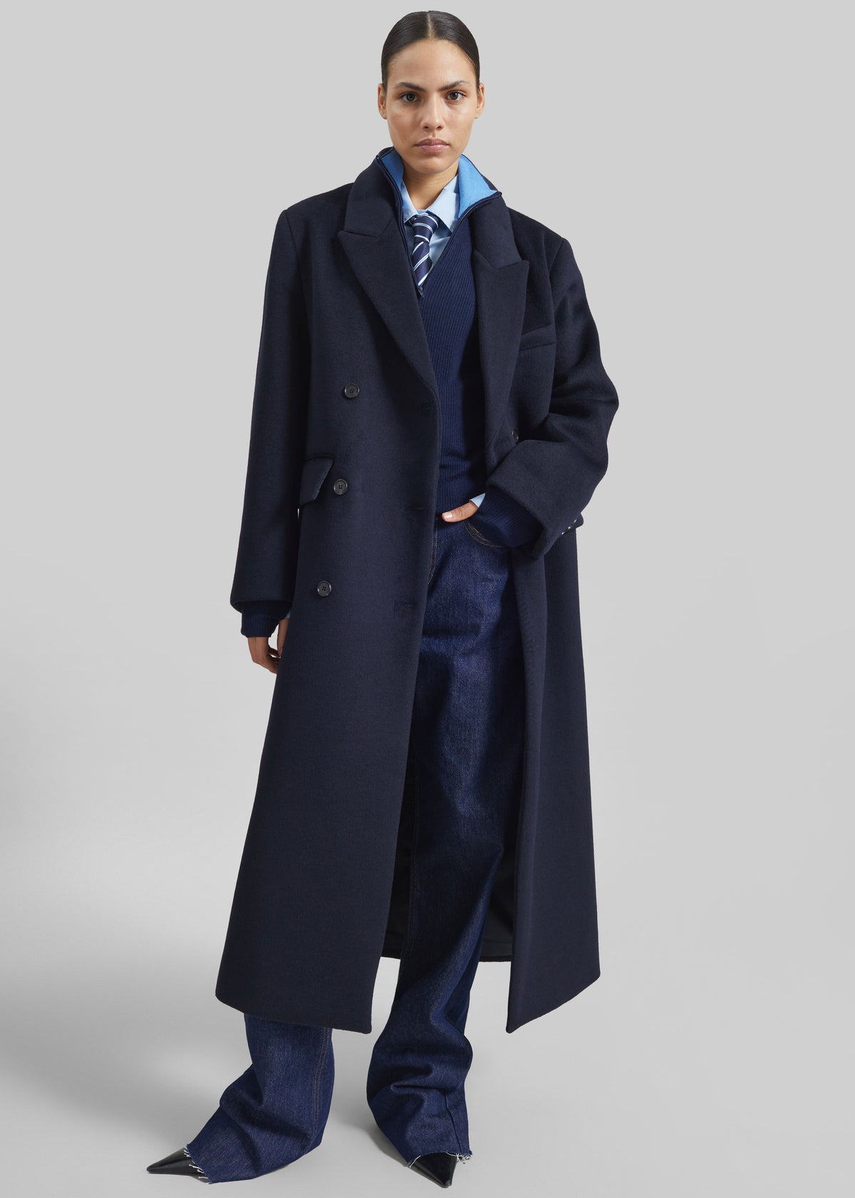 Atlin Wool Double-Breasted Coat - Dark Navy - 3