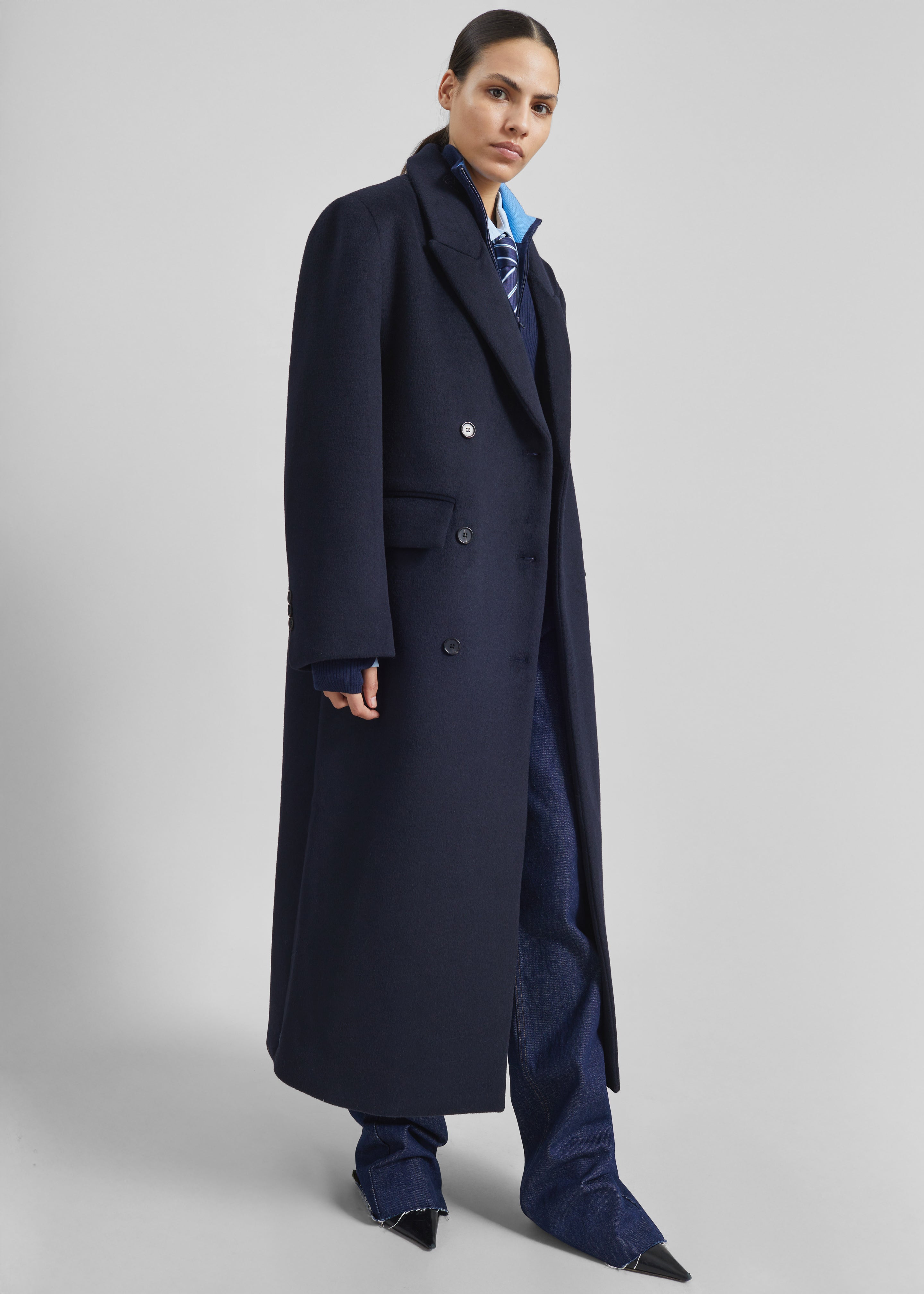 mare Traditional Aline Coat ネイビー Atlin Wool Double-Breasted Coat - Dark Navy – The Frankie Shop