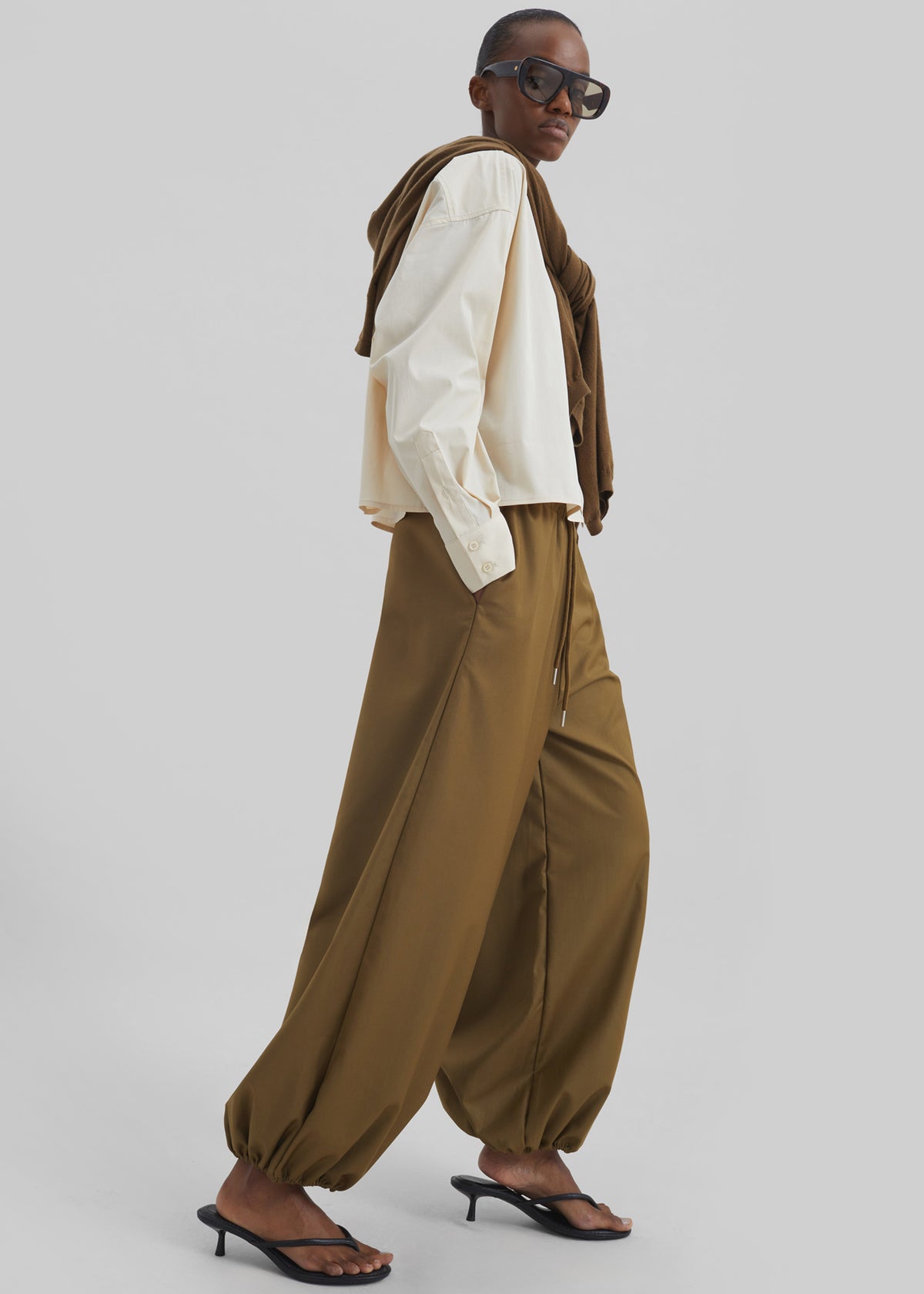 Aubray Balloon Pants - Olive Brown