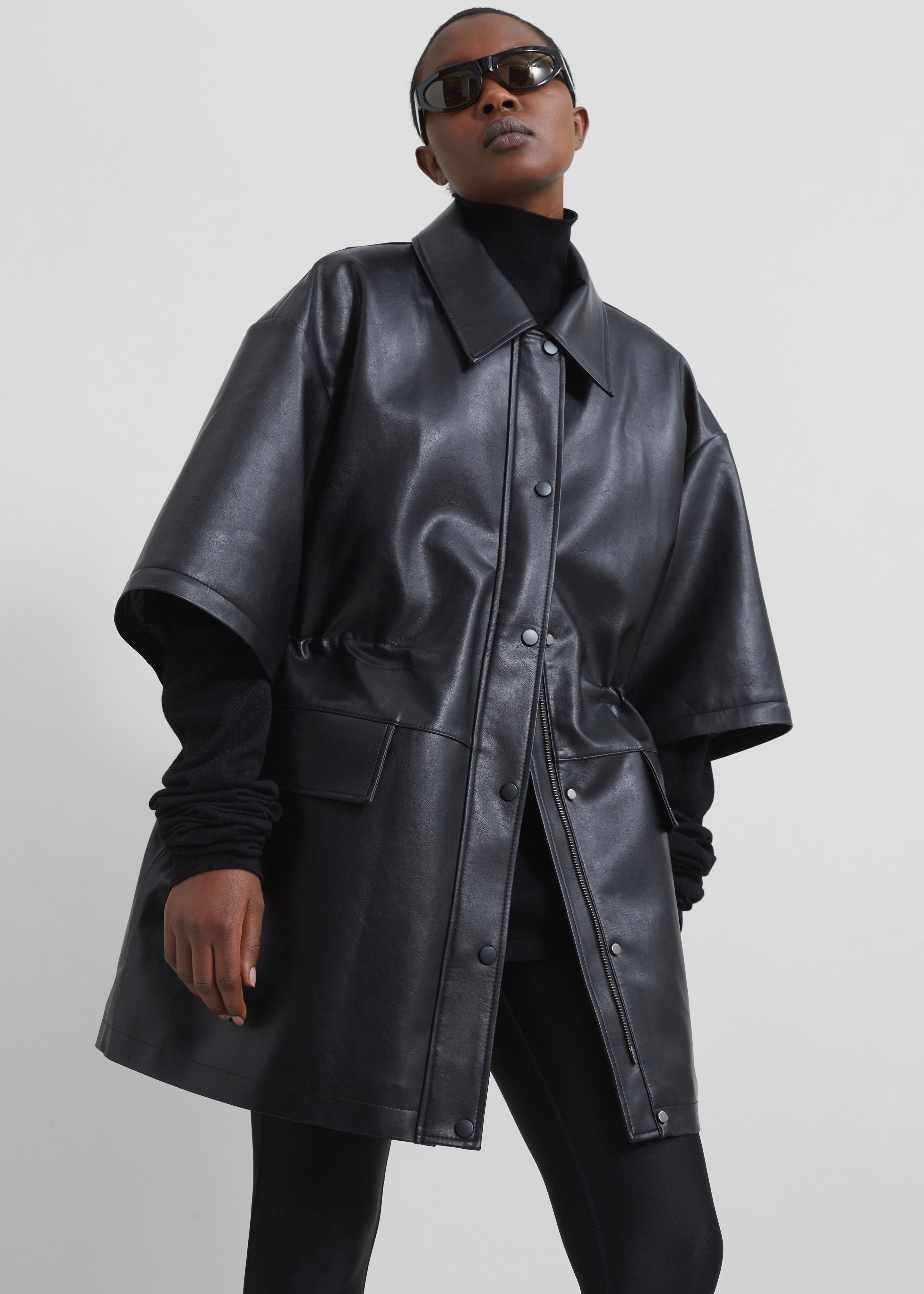 Augusta Faux Leather Coat - Black - 8