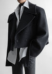 Aumale Cropped Wool Peacoat - Charcoal
