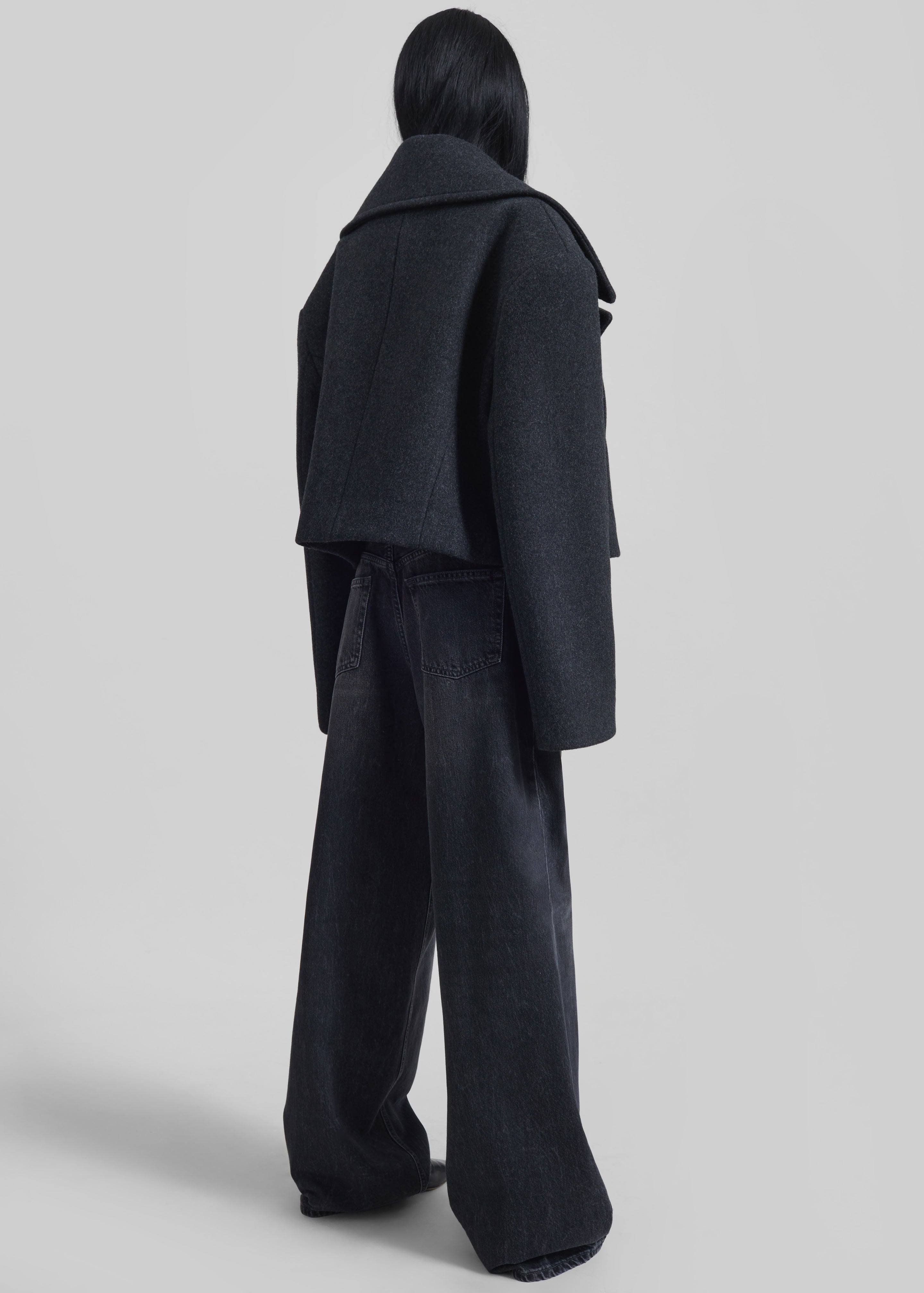 Aumale Cropped Wool Peacoat - Charcoal – The Frankie Shop