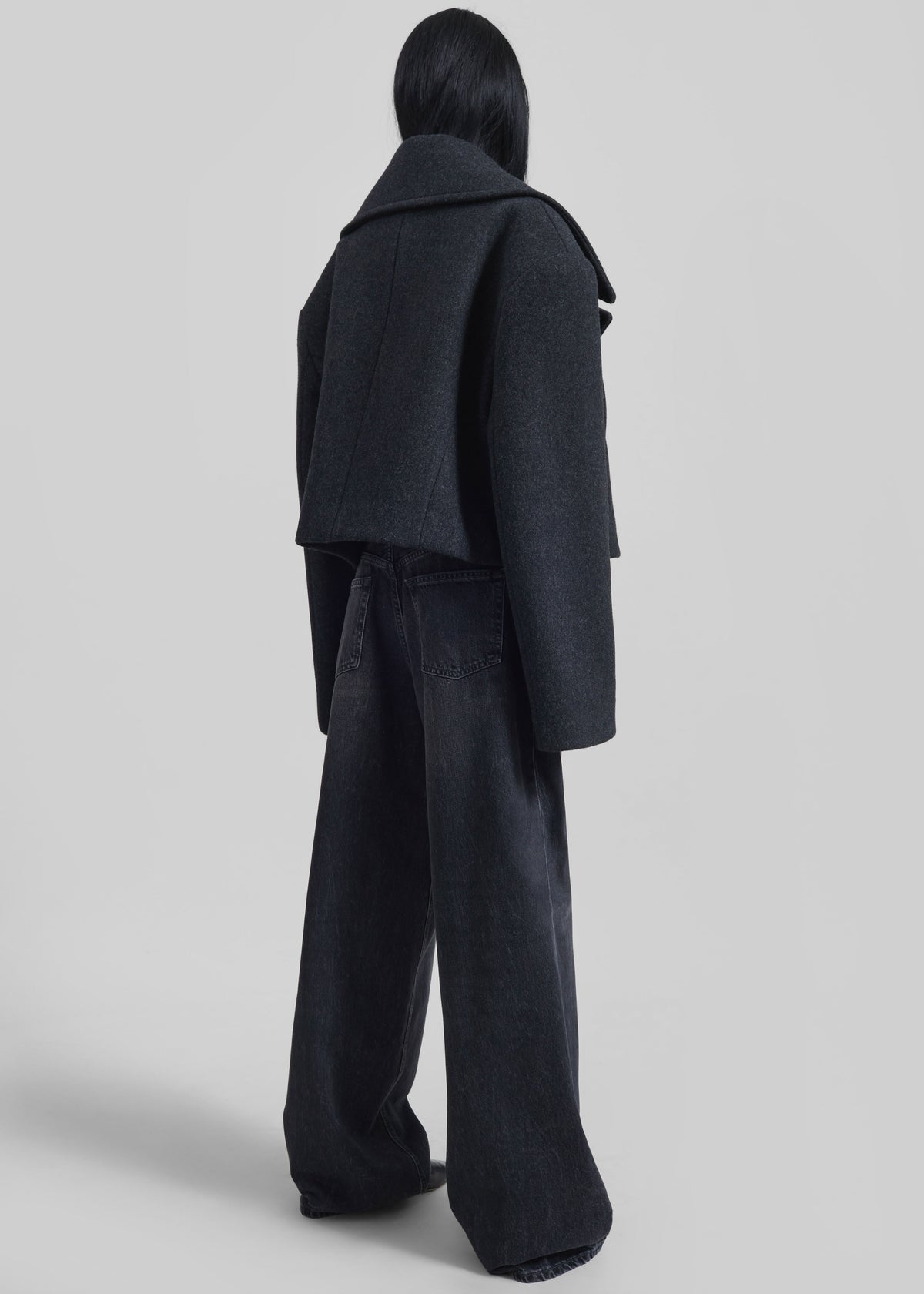 Aumale Cropped Wool Peacoat - Charcoal - 10