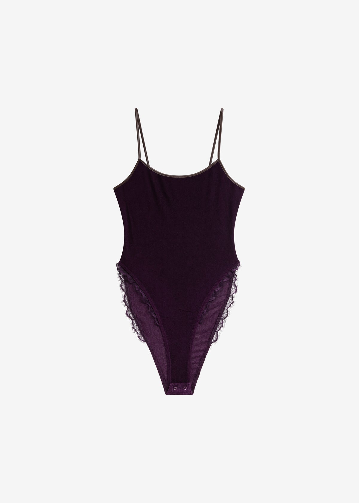 Aura Lace Trim Bodysuit - Dark Plum
