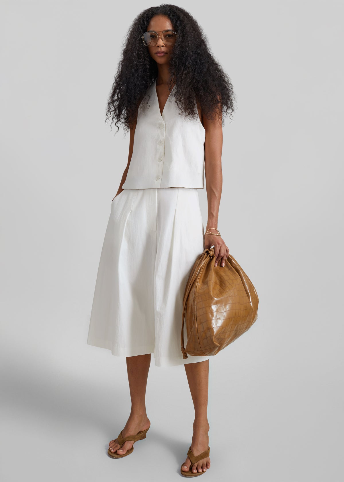 Shop the look image for Aurea Wide Bermuda Shorts - Ivory