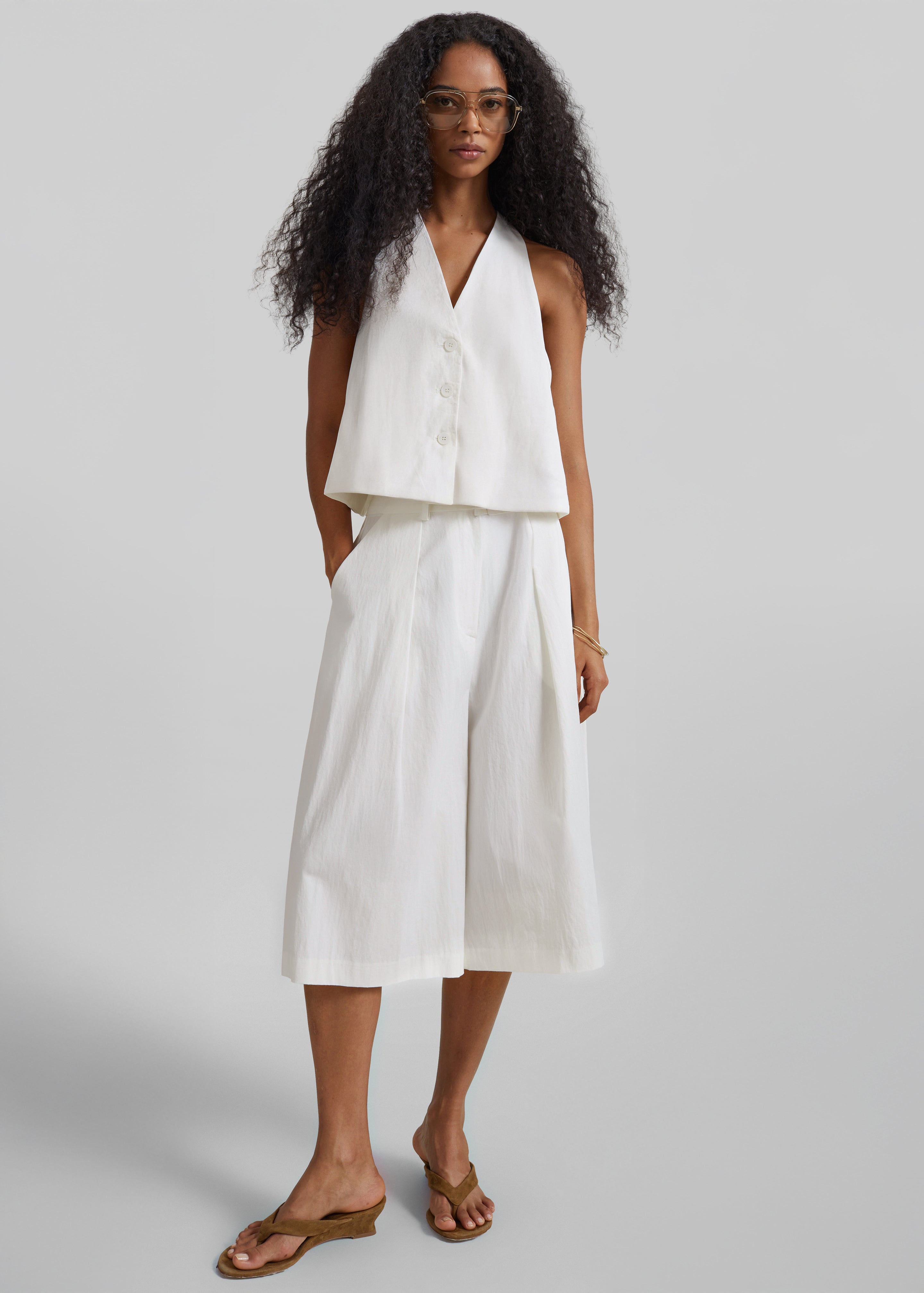 Aurea Wide Bermuda Shorts - Ivory - 6