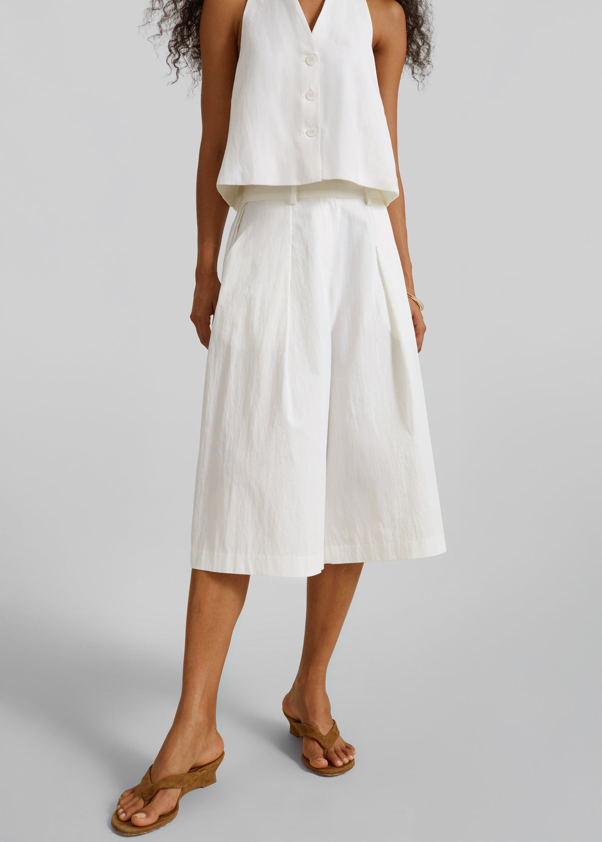 Aurea Wide Bermuda Shorts - Ivory - M - The Frankie Shop