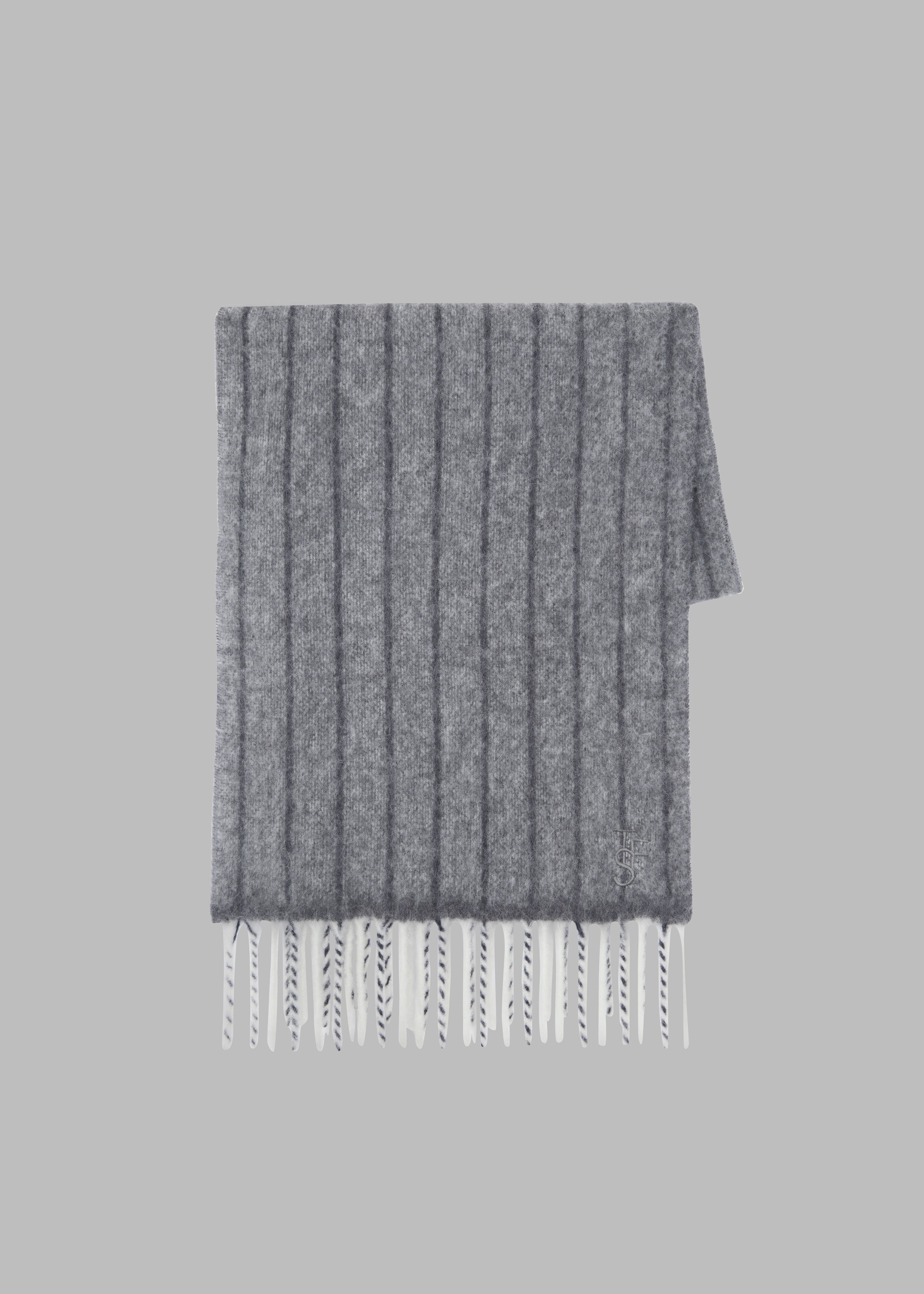 Aurelia Wool Scarf - Grey Stripe - 3