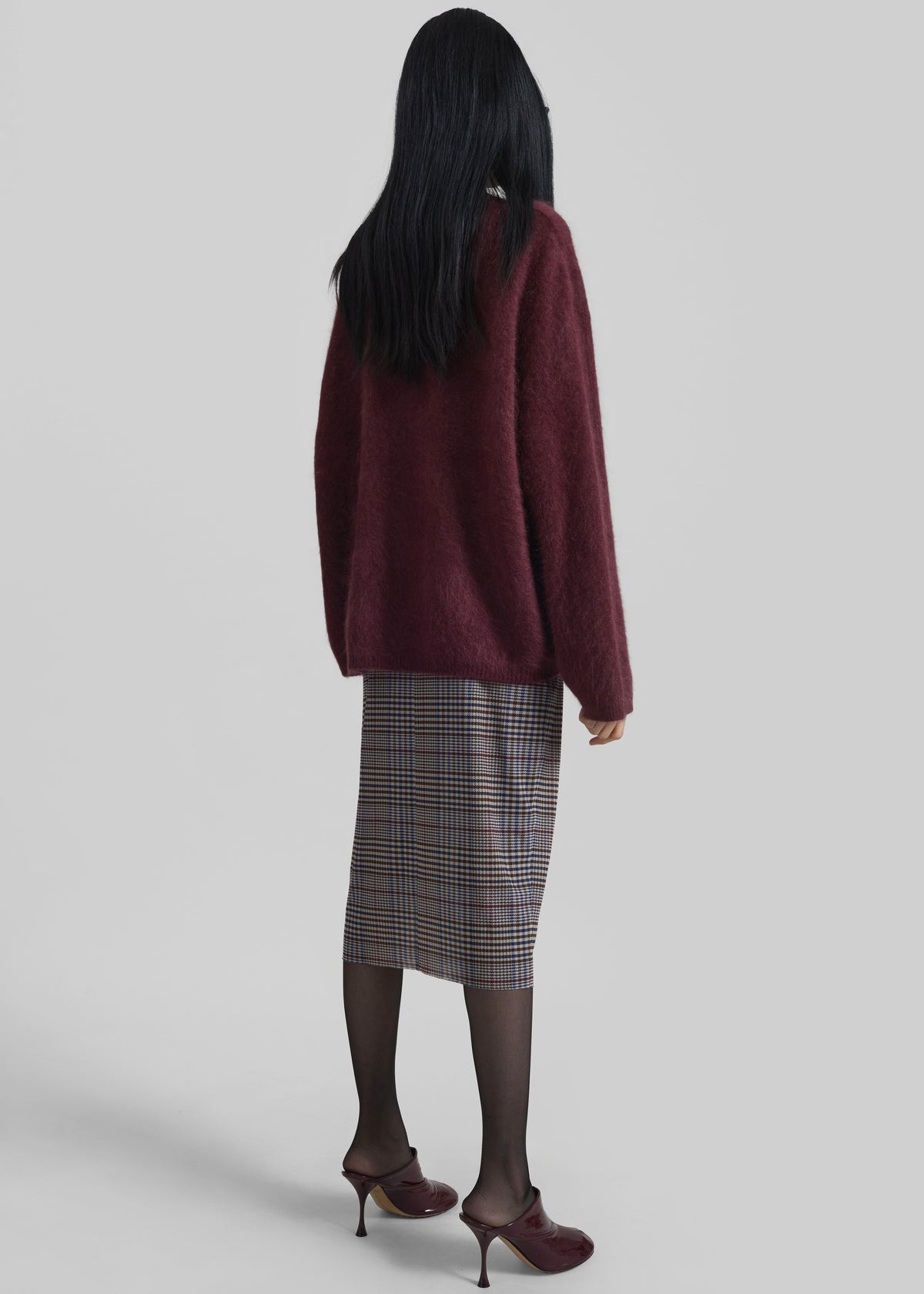 Aurora Sheer Mesh Skirt - Beige Glen Plaid - 9