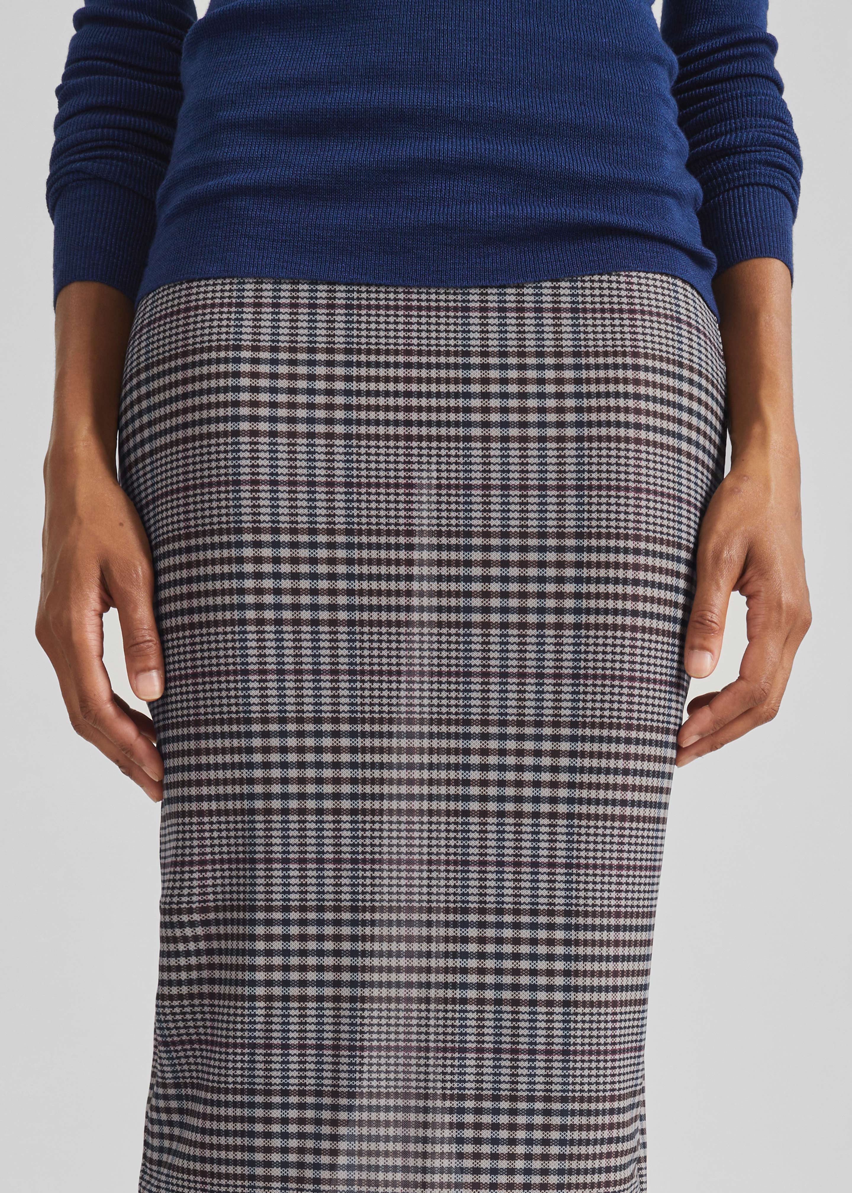 Aurora Sheer Mesh Skirt - Beige Glen Plaid - 5