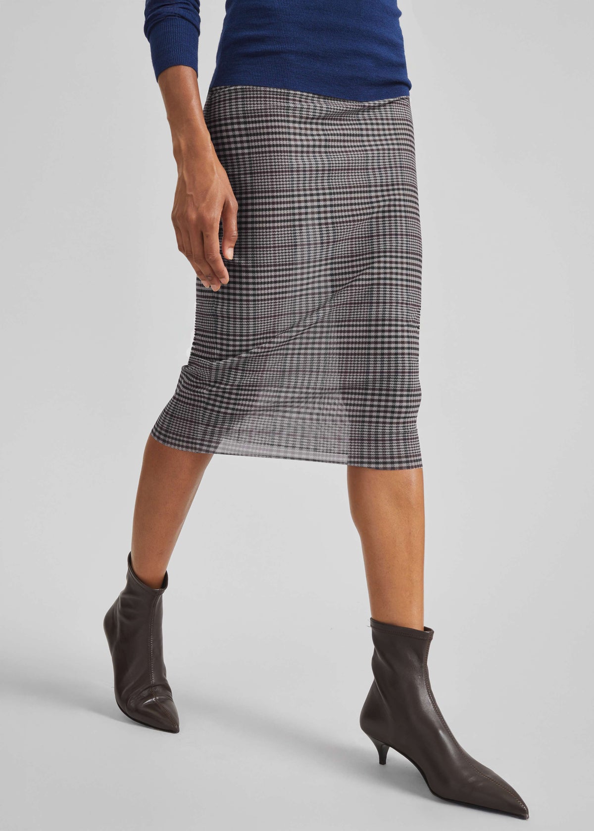 Aurora Sheer Mesh Skirt - Beige Glen Plaid - 6