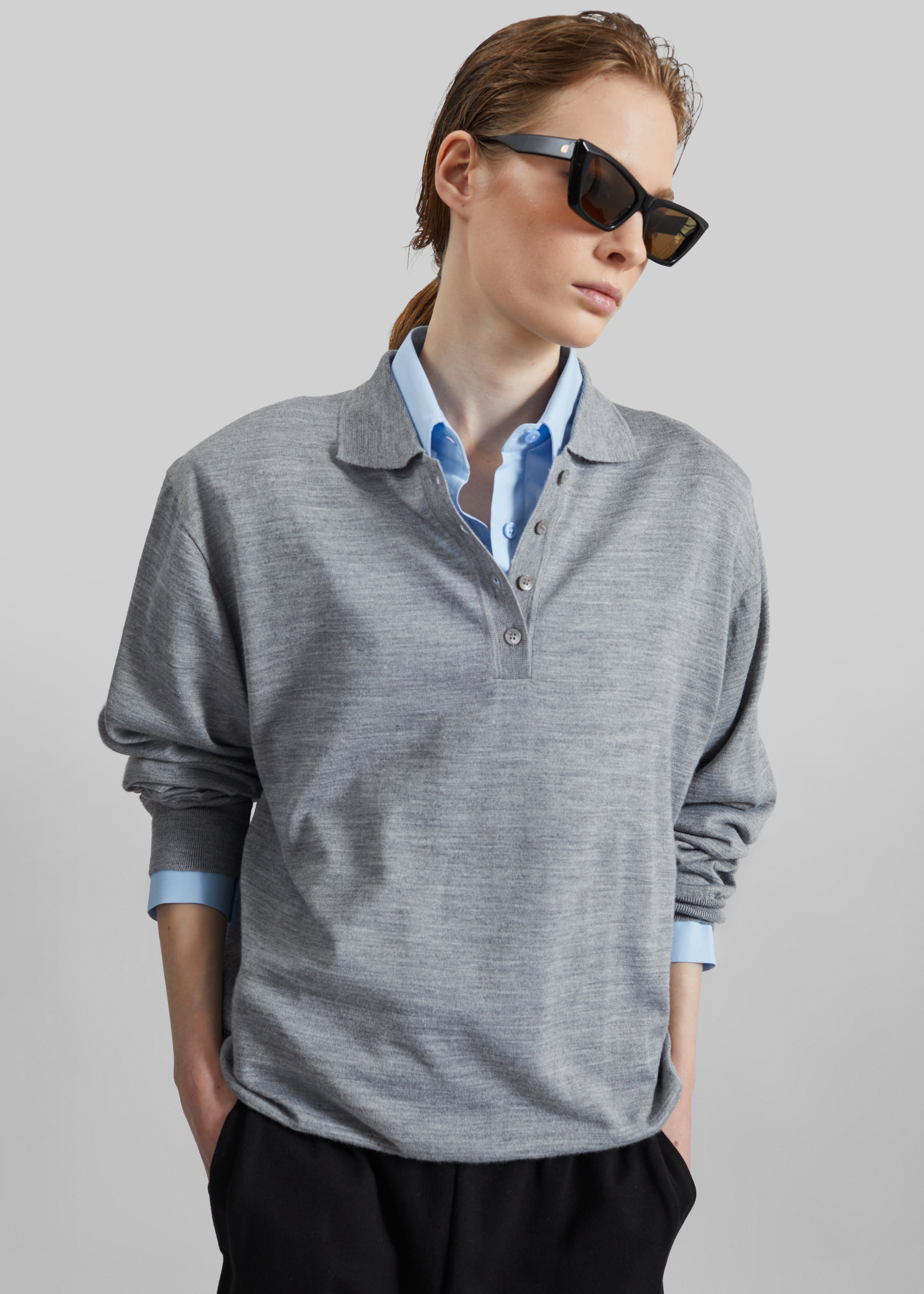 Avallon Padded Knit Polo - Grey – The Frankie Shop