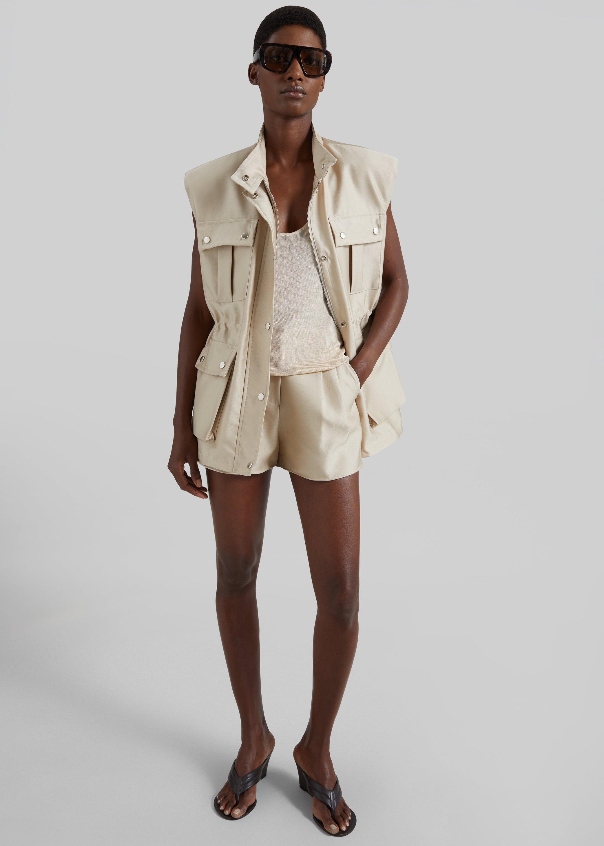 Shop the look image for Avanca Wired Mini Shorts - Beige
