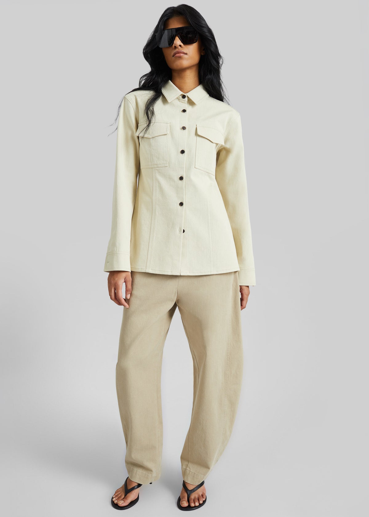 Aversa Tailored Overshirt - Light Beige - 2