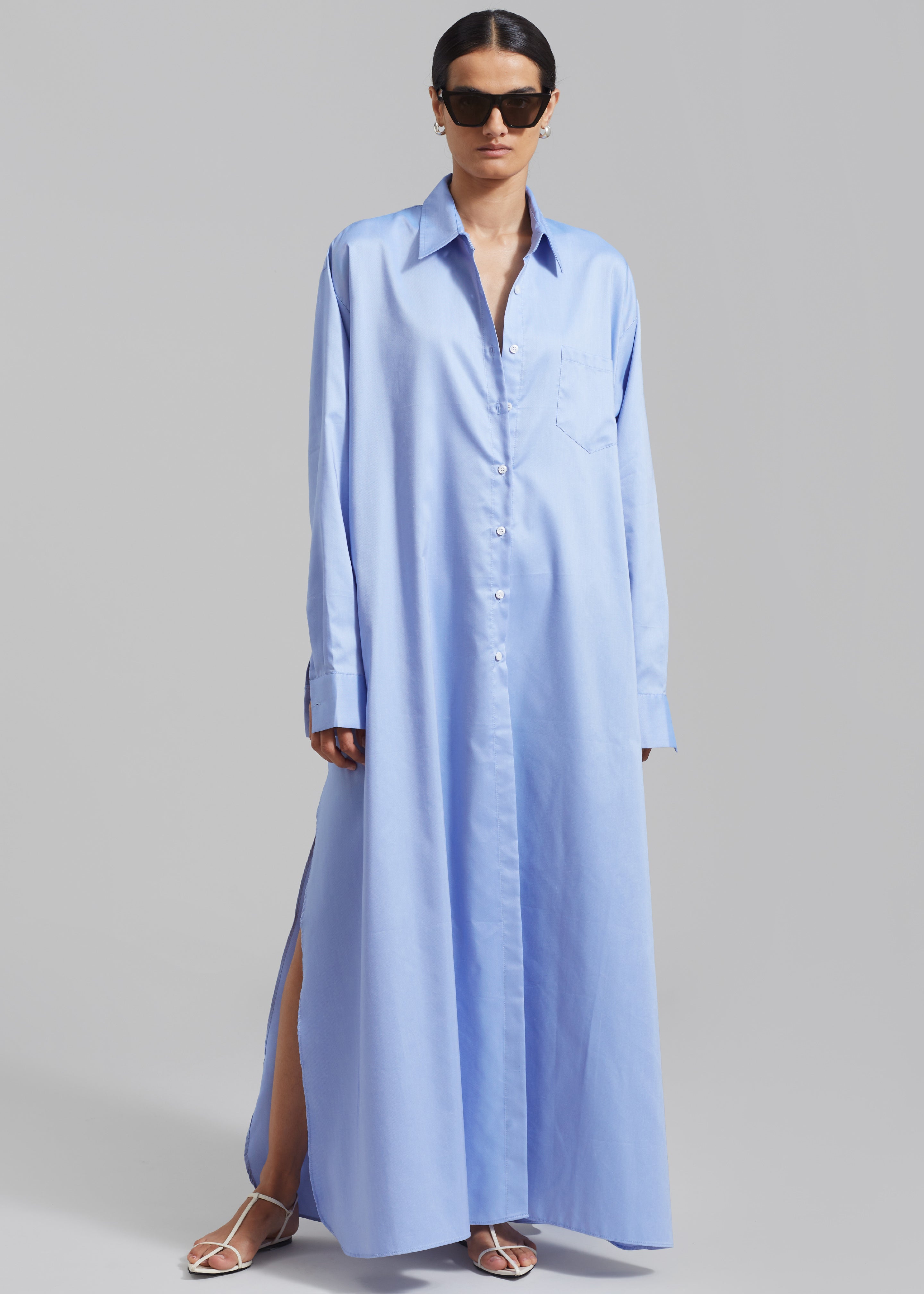 Avery Shirt Dress - Blue - 1