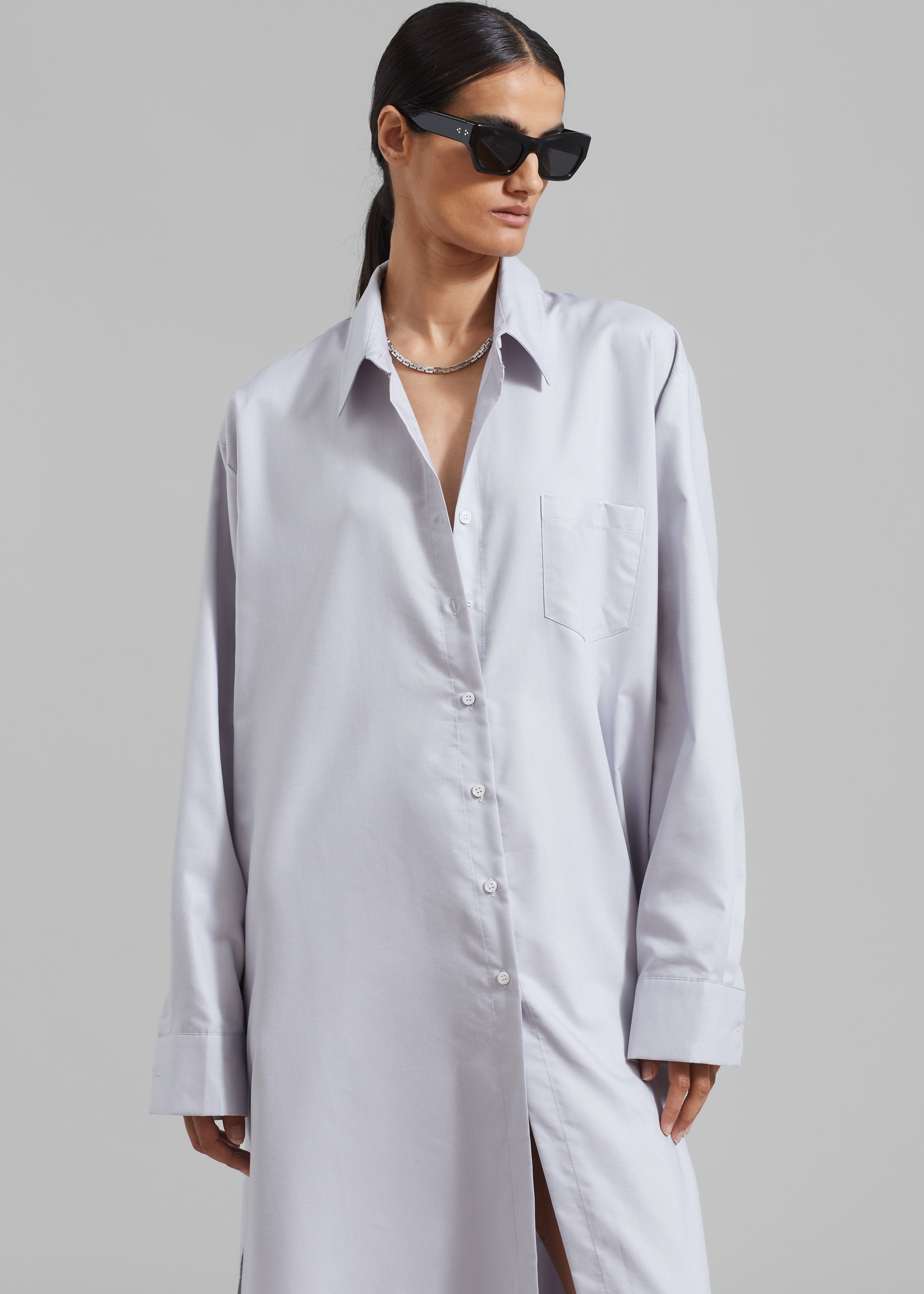 Avery Shirt Dress - Grey - 5