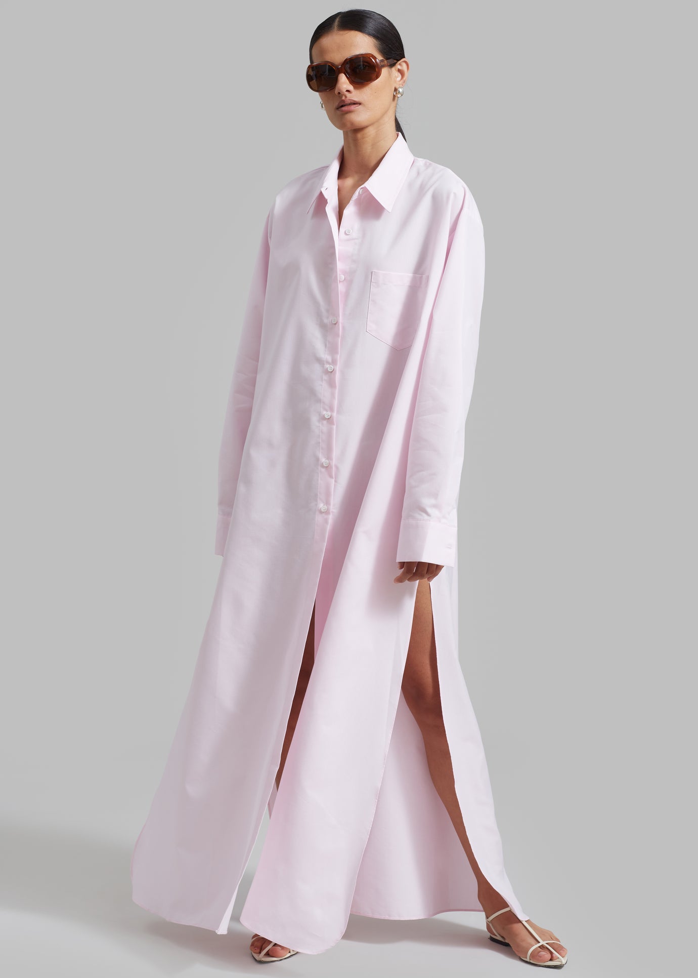 Avery Shirt Dress - Blue Stripe The Frankie Shop Avery Shirt Dress - Blue Stripe The Frankie Shop