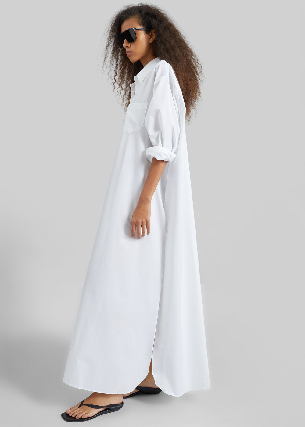 Avery Shirt Dress - White - 1