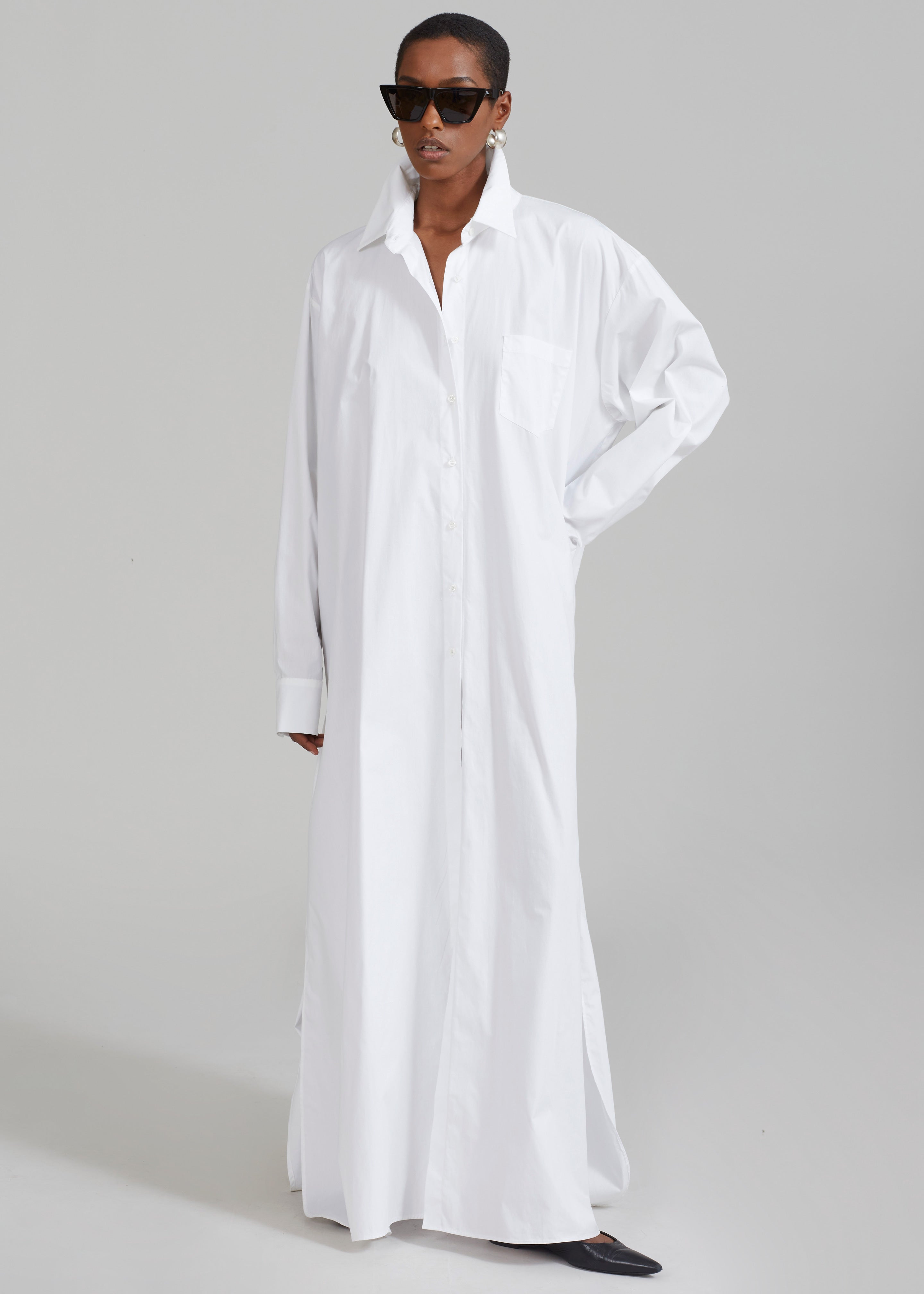 Avery Shirt Dress - White - 5
