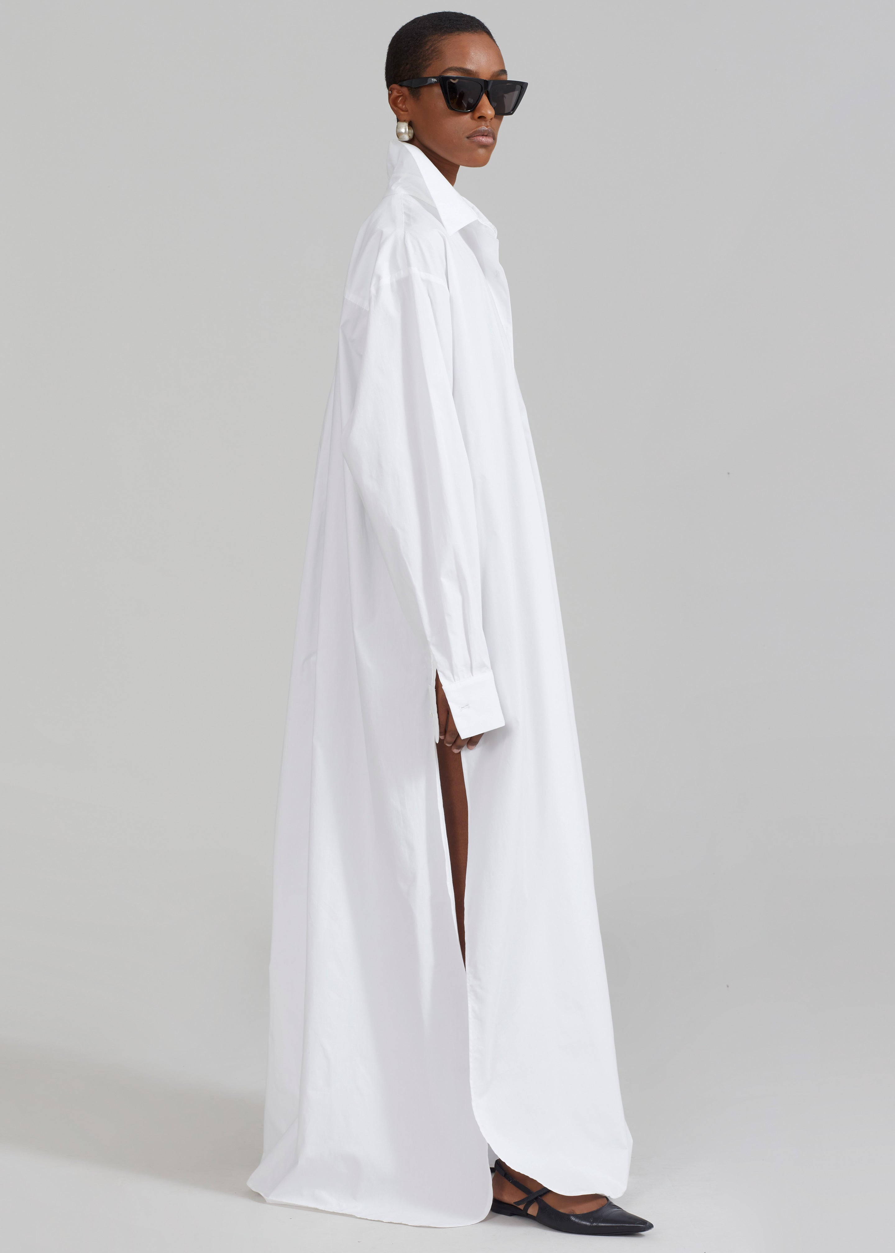 Avery Shirt Dress - White - 1