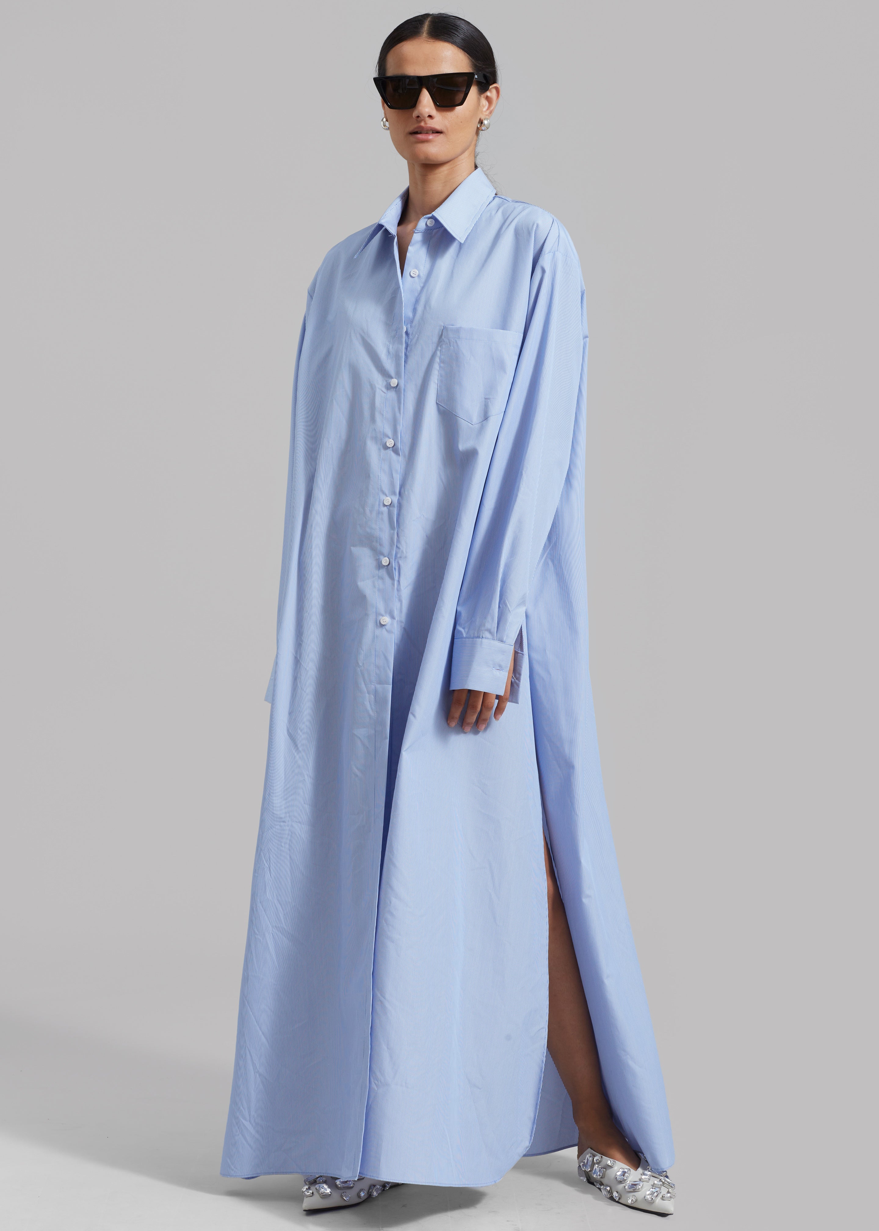 Avery Shirt Dress - Blue Stripe - 5