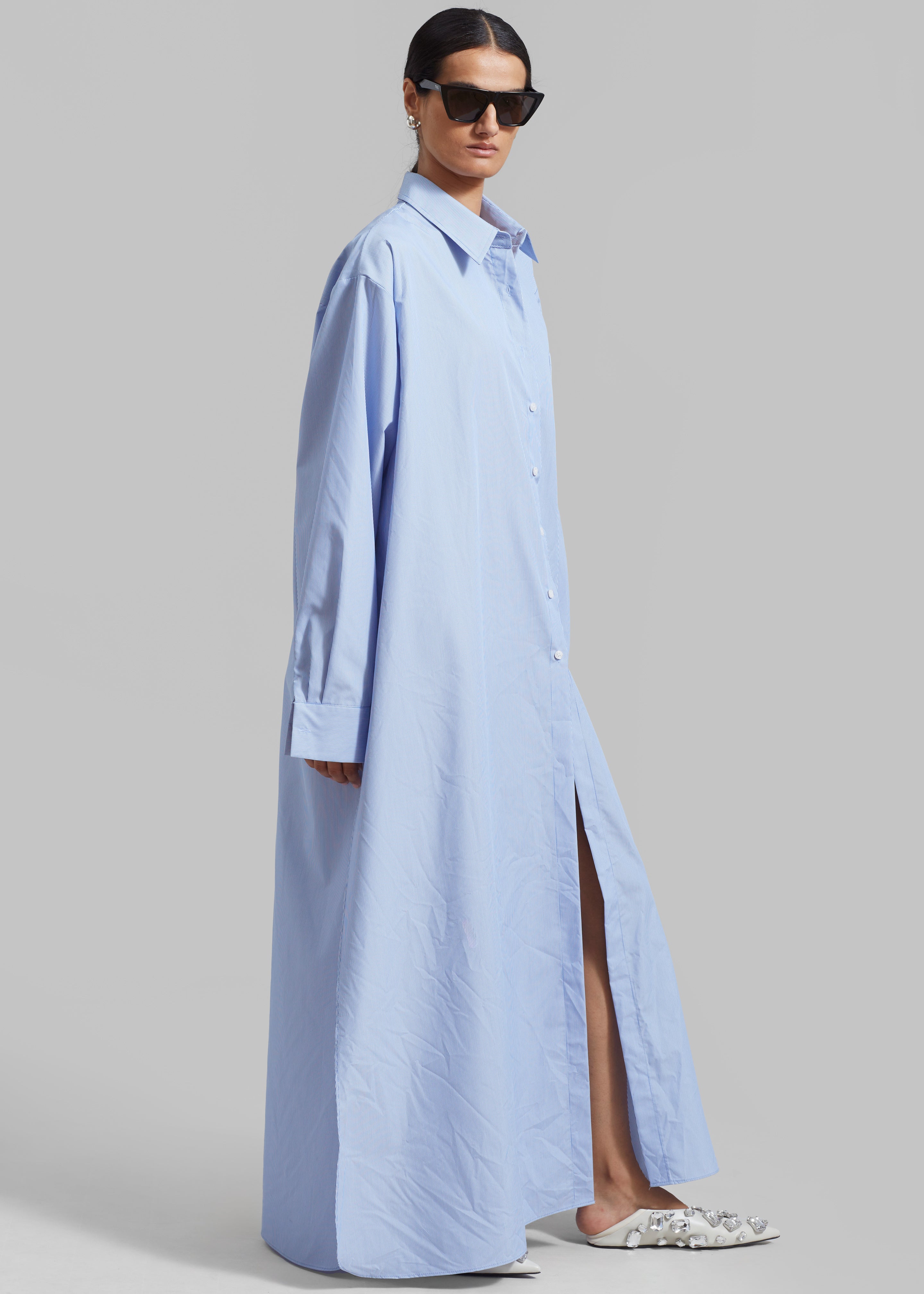 Avery Shirt Dress - Blue Stripe - 6