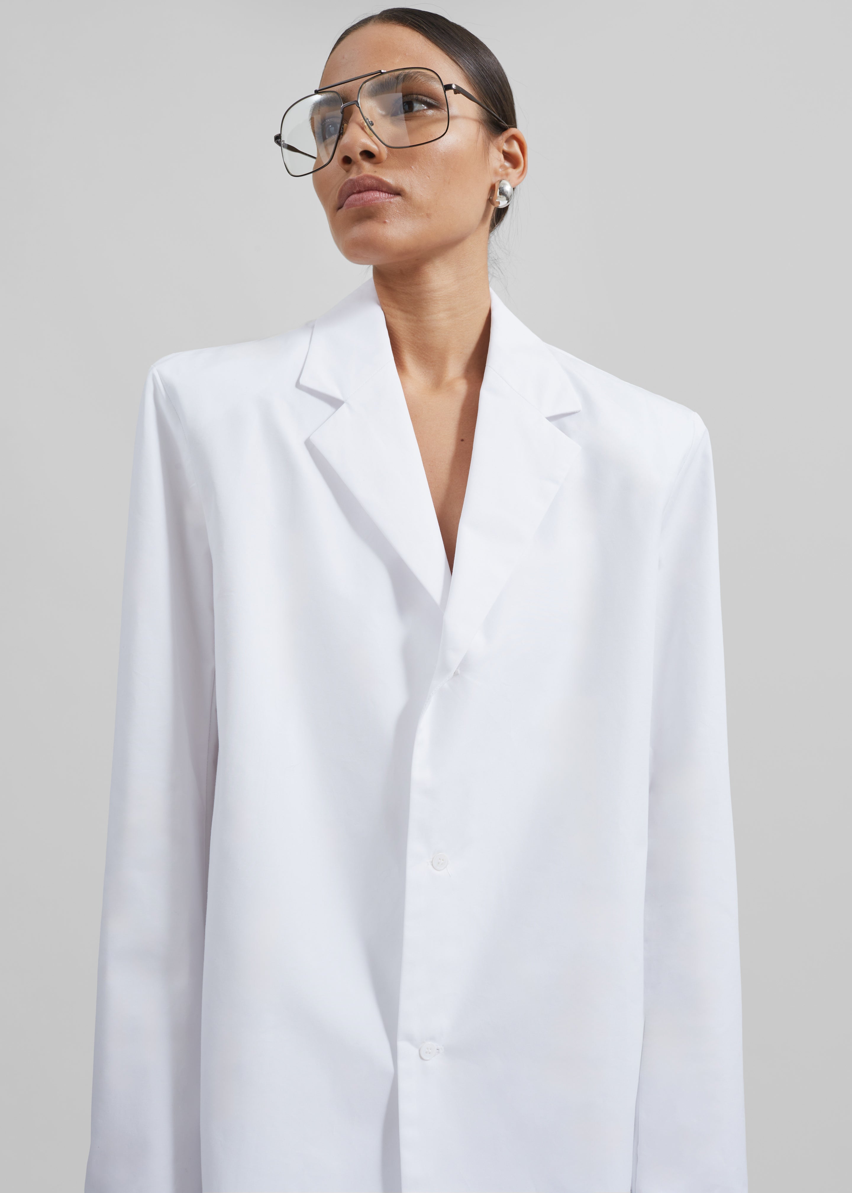 Avianna Padded Button Up Shirt - White - 3