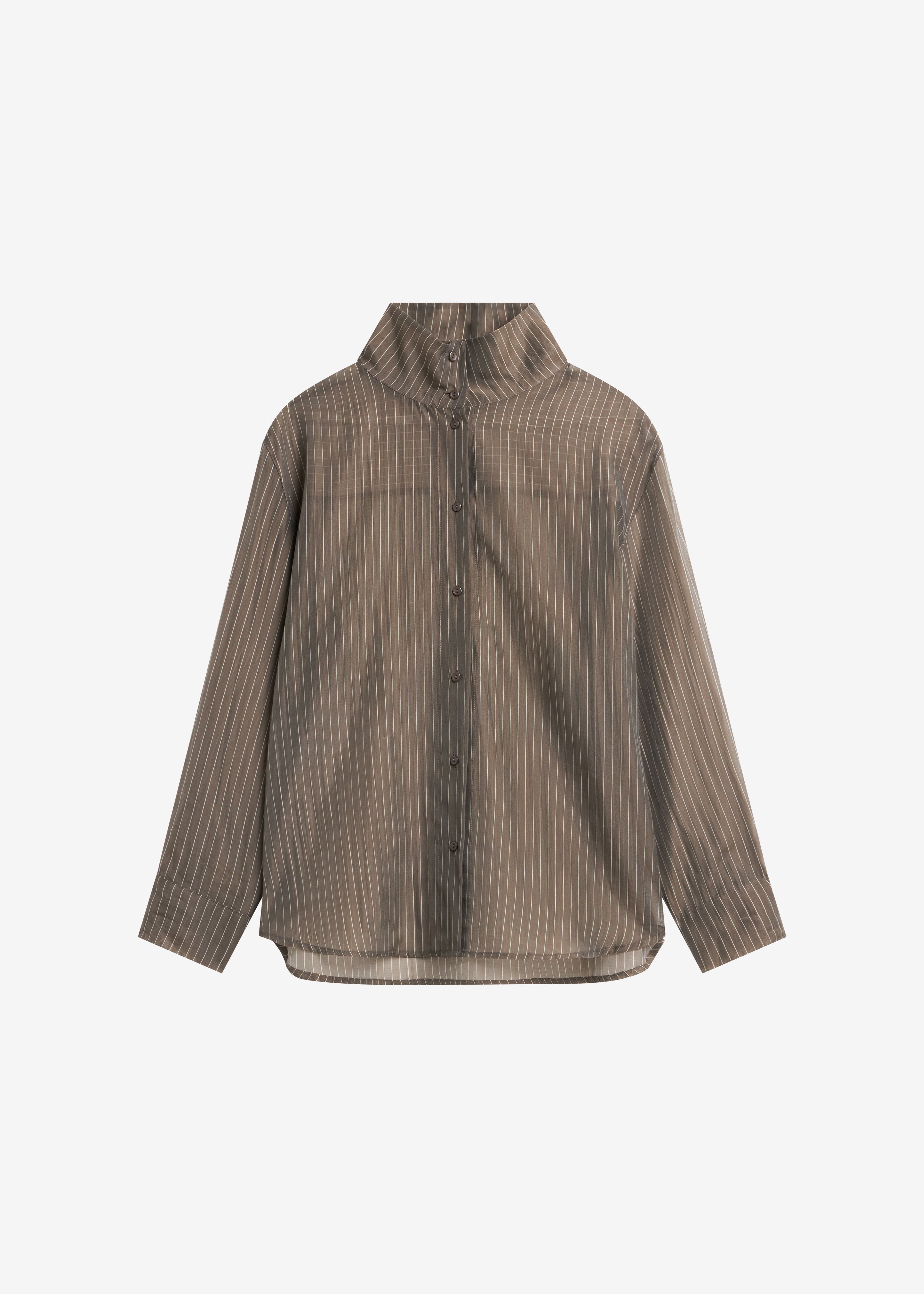 【Col Pierrot】Stripe Sheer シャツ Avila Sheer Fluid Shirt - Brown/White Stripe – The Frankie Shop