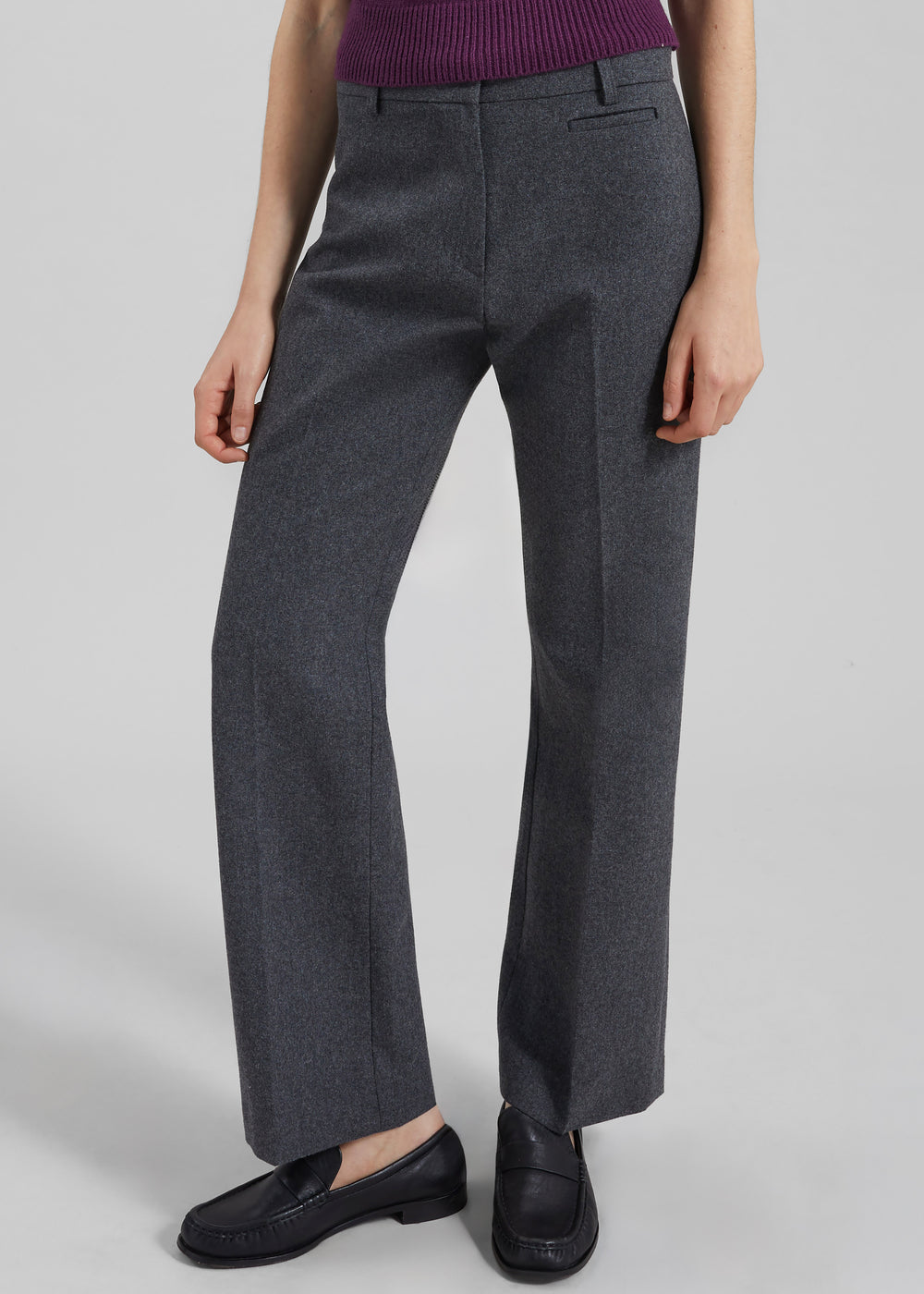 Avize Wool Straight Trousers - Dark Grey - 1