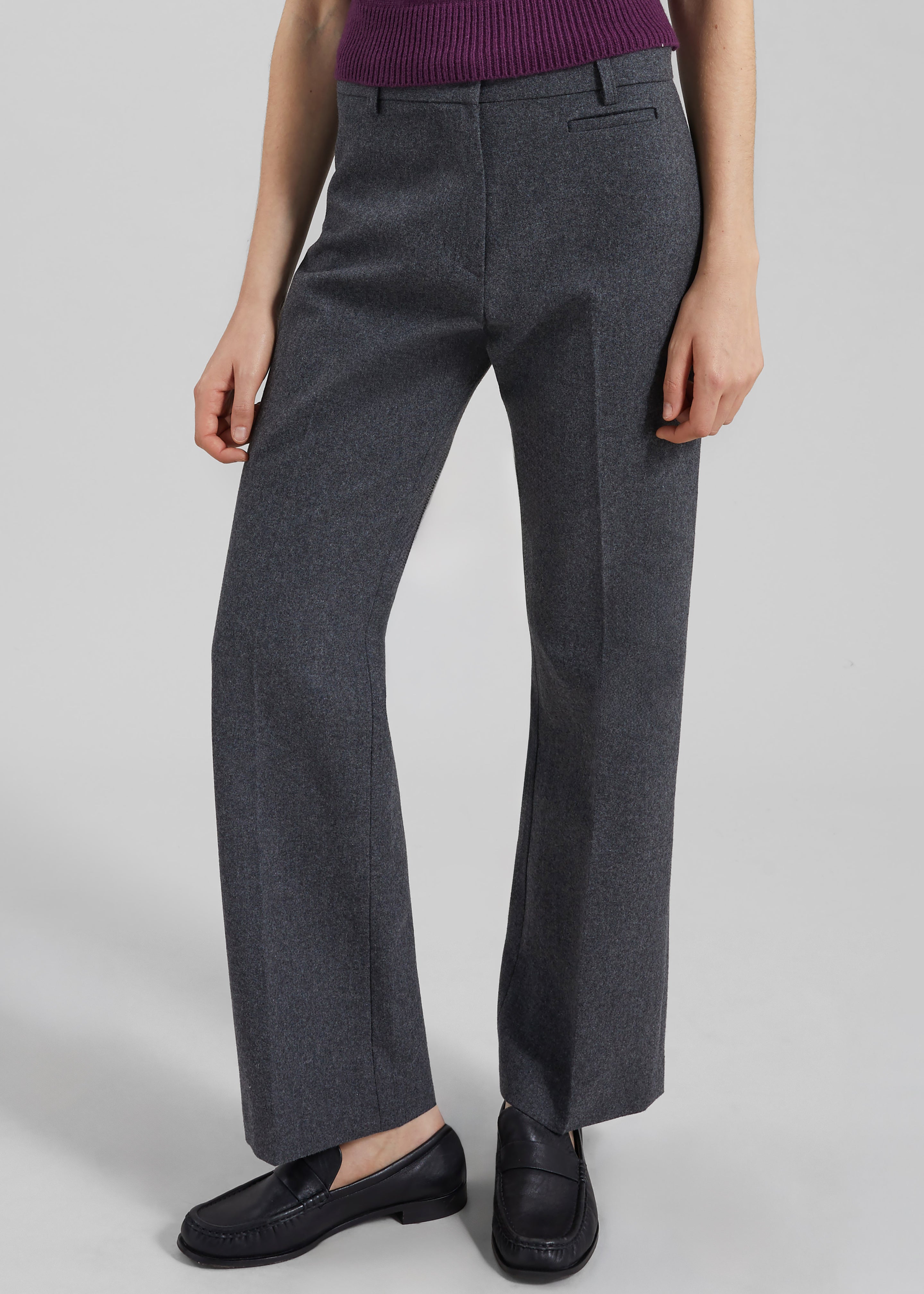 Avize Wool Straight Trousers - Dark Grey - 2