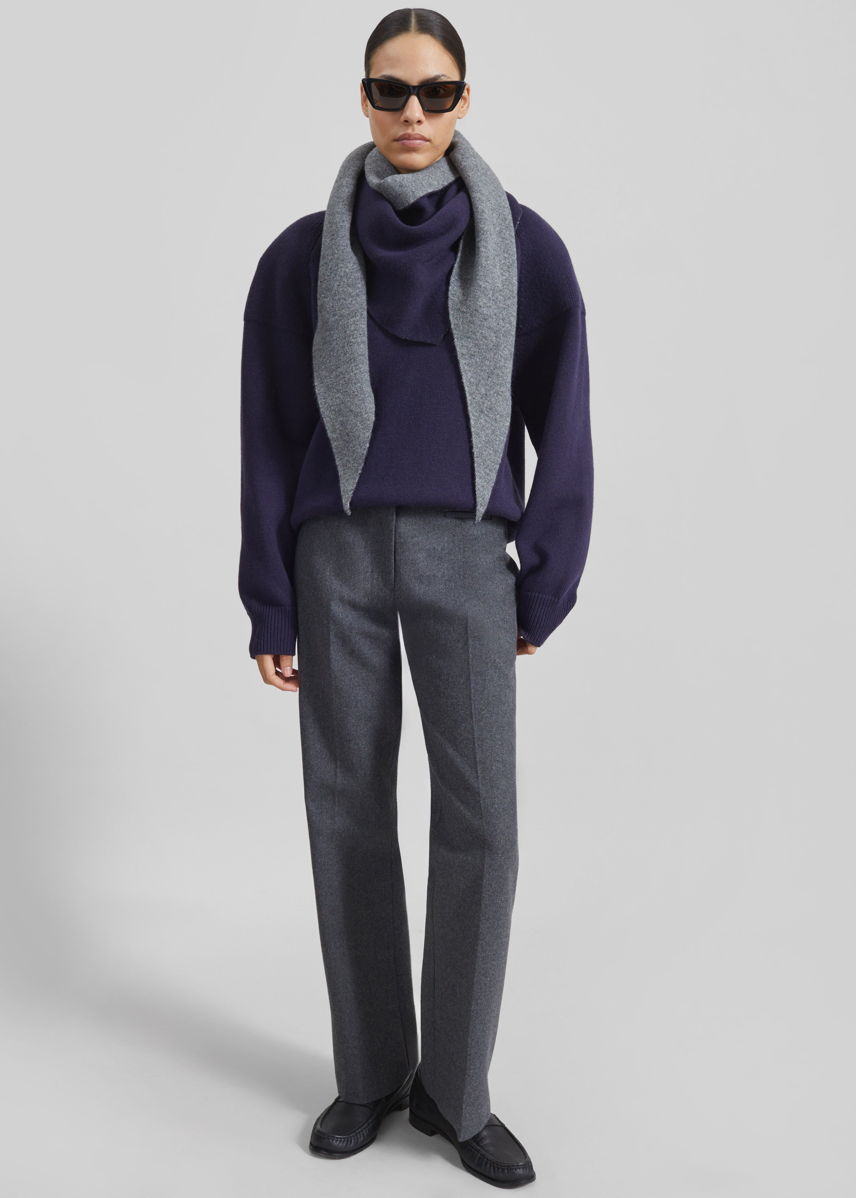 Avize Wool Straight Trousers - Dark Grey - 5