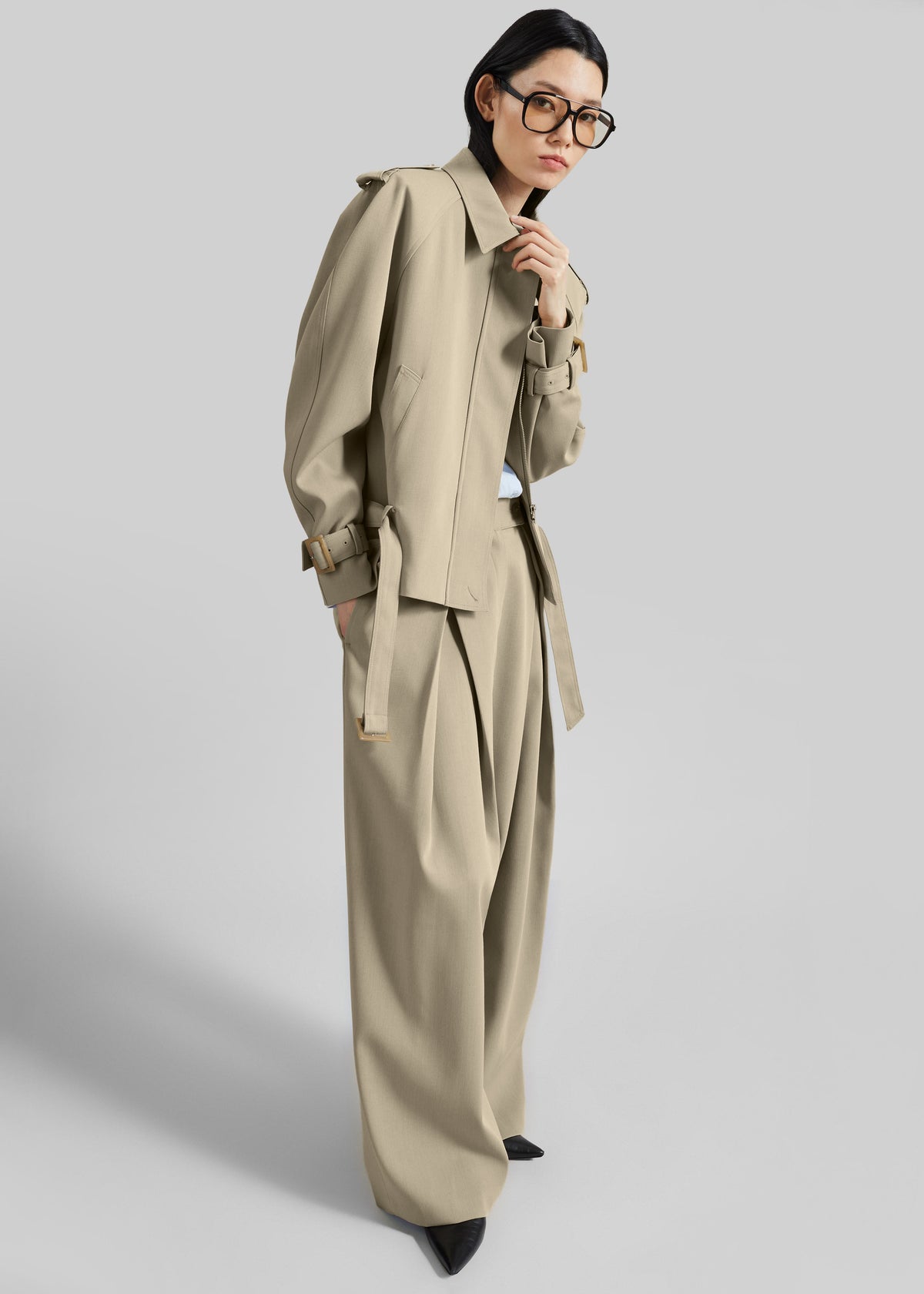 Avray Pleated Trousers - Beige - 6